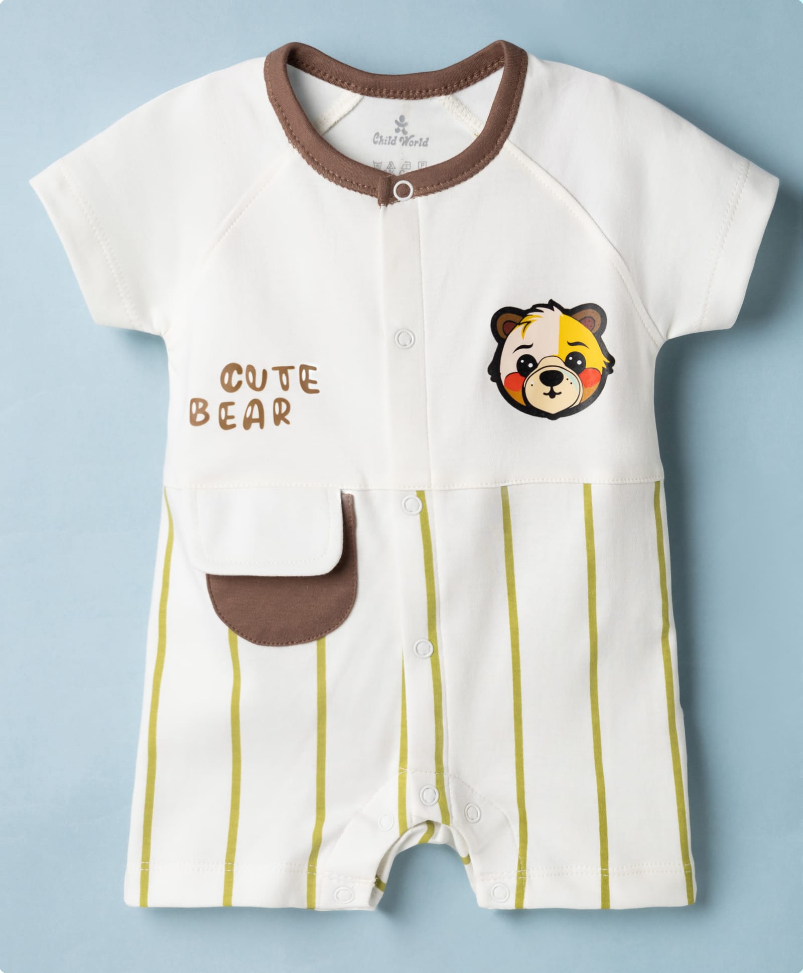Child World Interlock Raglan Half Sleeves Animal Printed Romper - Brown-picture-28