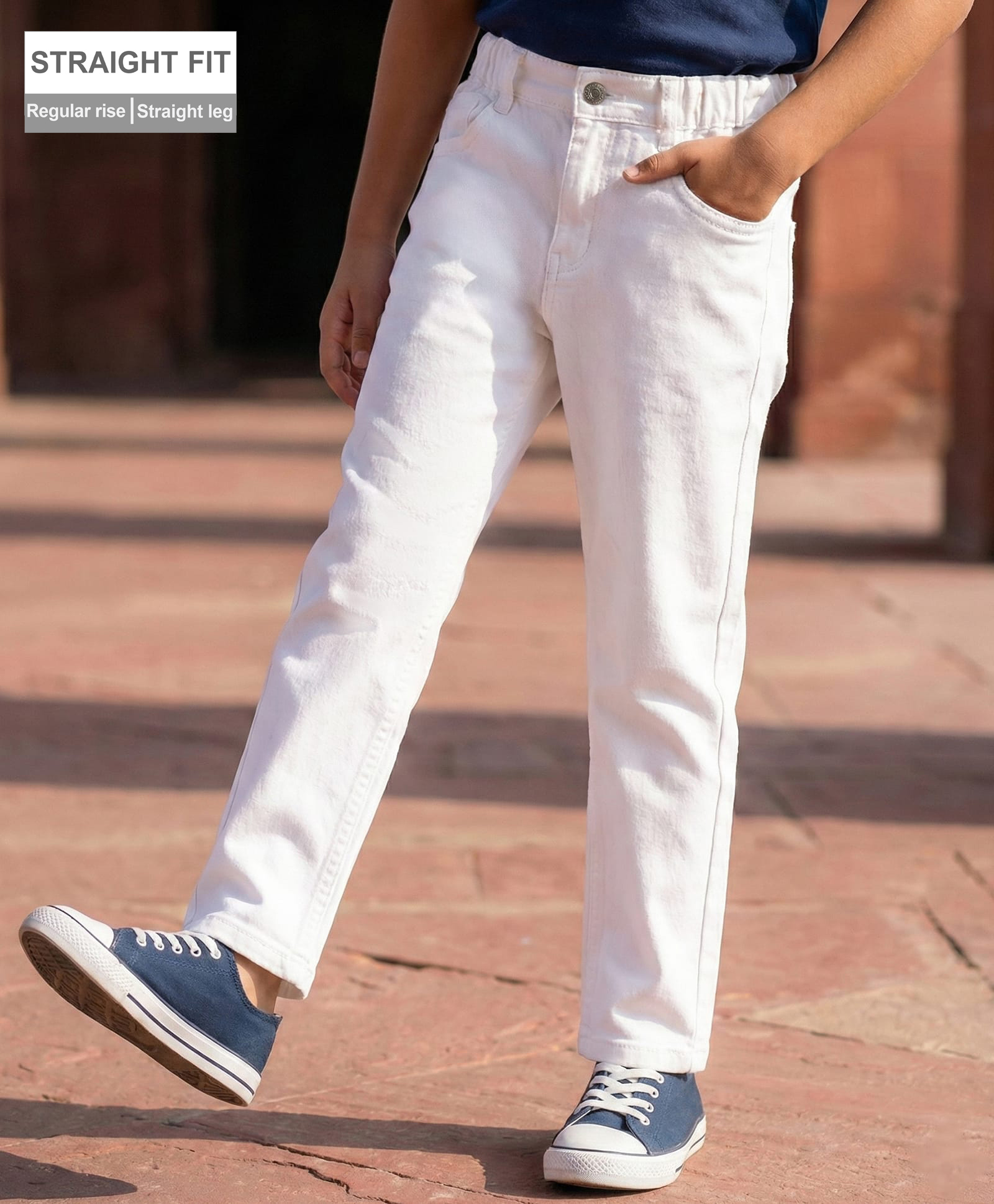 arias by lara dutta Arias Cotton Elastane Woven Solid Color Relaxed Fit Jeans - White-picture-10