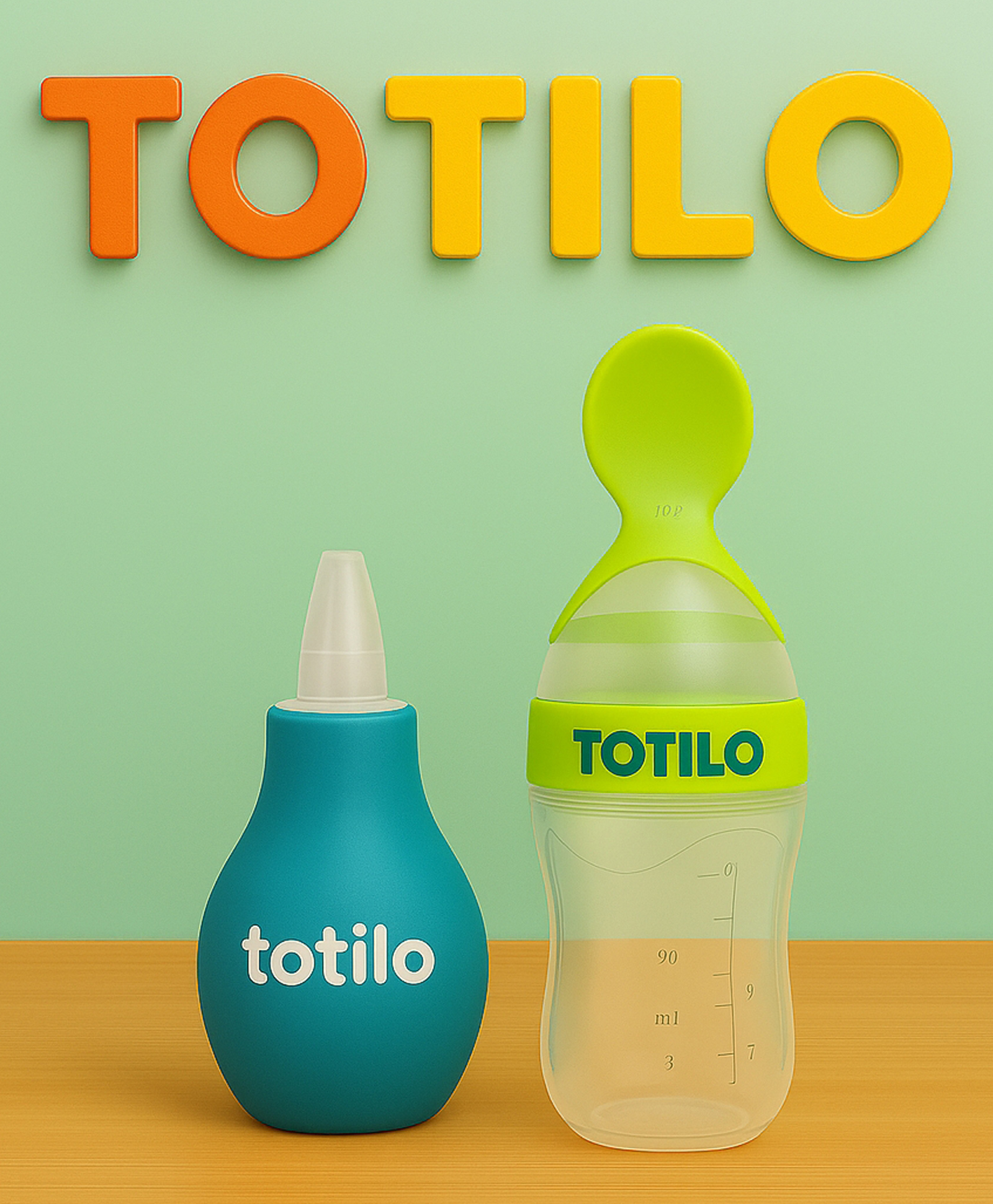 Totilo Spoon Feeder Bottle + Nose Sucker Combo for Newborns & Infants | Safe & Easy Use- Green & Blue-image-23