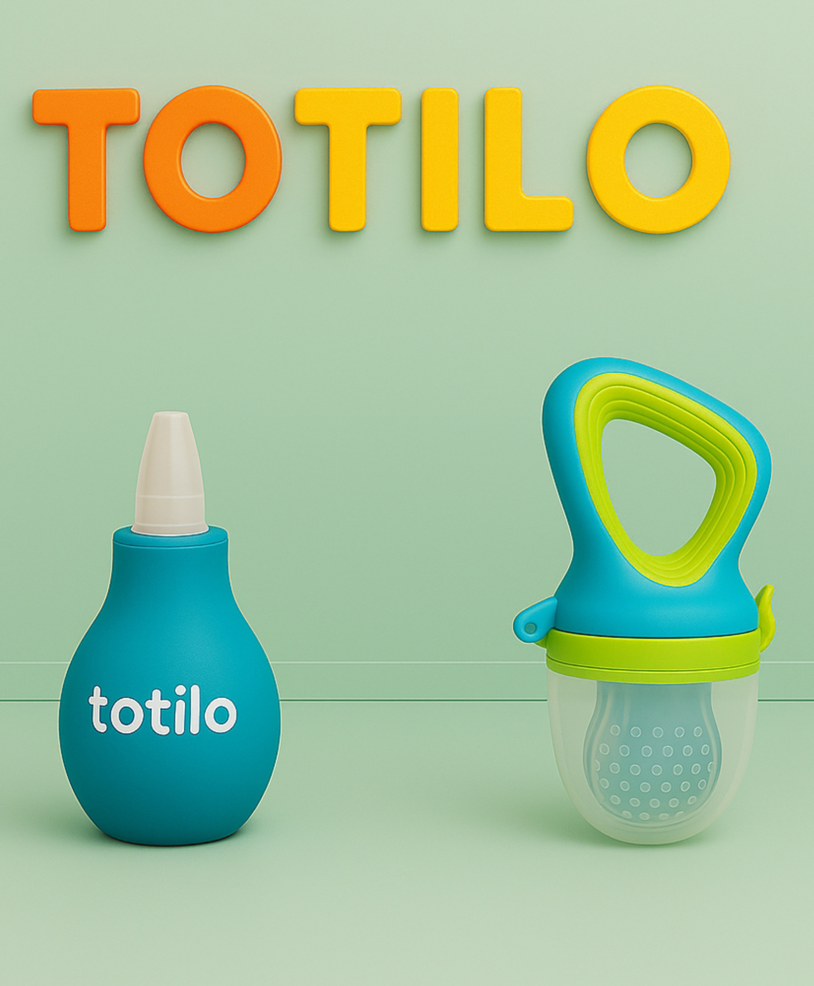 Totilo Baby Nose Cleaner + Fruit Nibbler Feeder Combo | Safe & BPA Free- Blue & Green-image-49