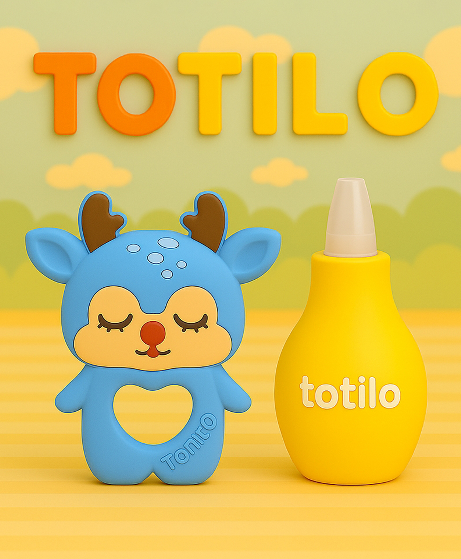 Totilo Baby Nose Sucker & Baby Teether Combo | Safe Nasal Aspirator + BPA-Free Teething Toy for Newborns & Infants- Yellow & Blue-image-18