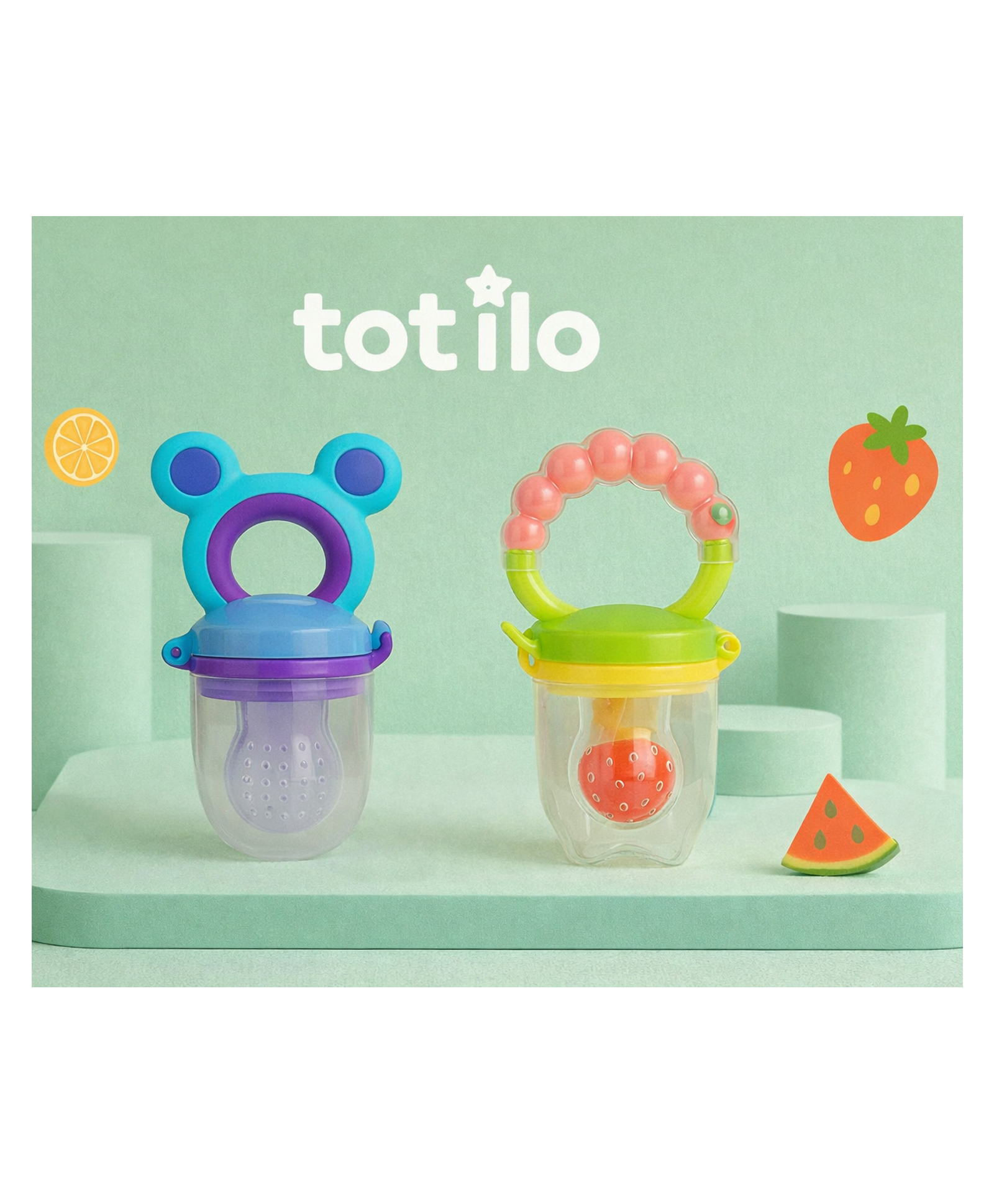 Totilo Premium Silicone Fruit Mickey Nibbler & Rattle Nibbler - Purple & Pink (Pack of 2)-image-42