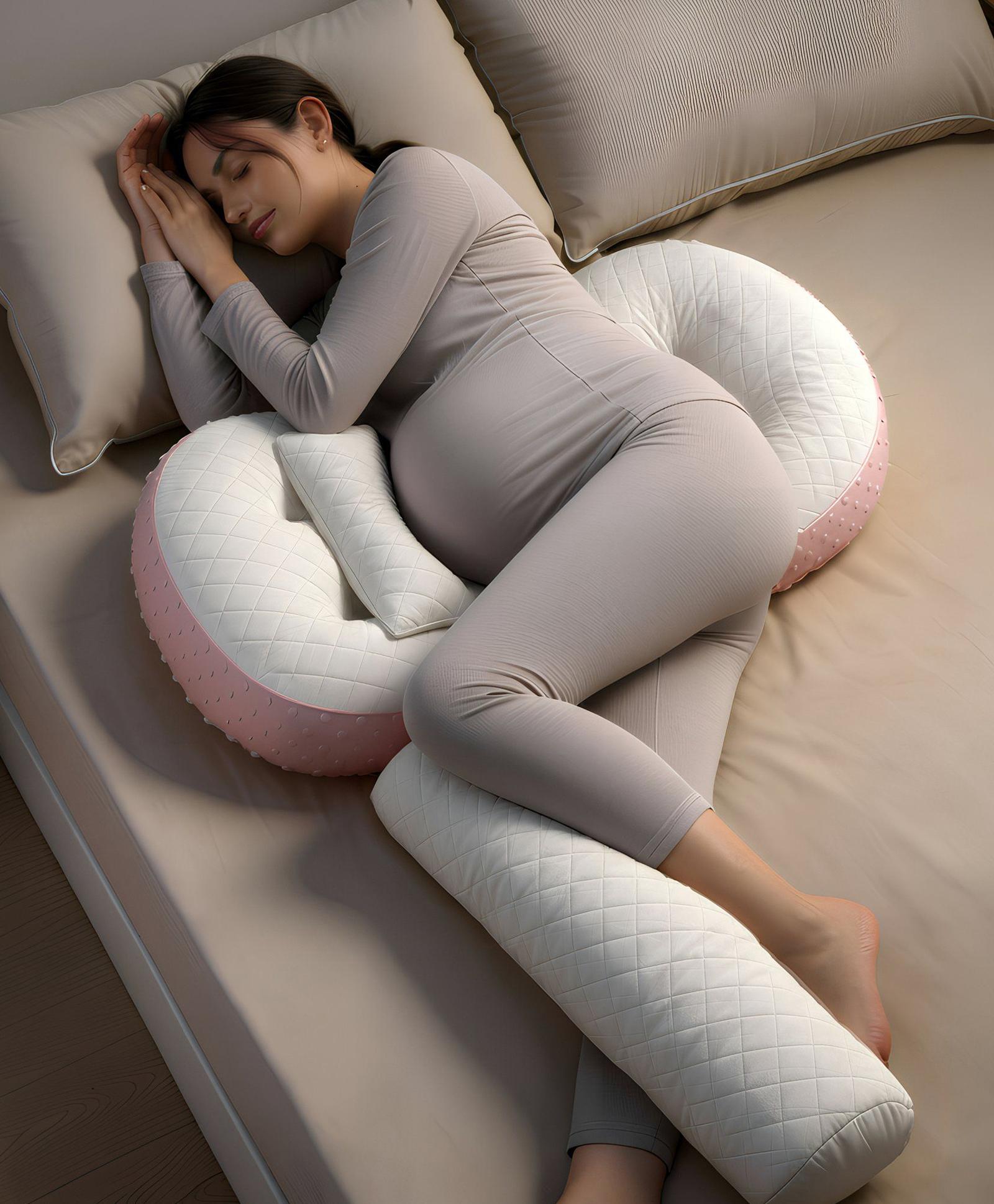 StarAndDaisy Pregnancy Pillow for Women/Maternity Wedge Pillow/Cushion with Leg Support & Adjustable Velcro for Maternity Care for Sleeping Side Support, Back Pain Relief & Comfort -Pink