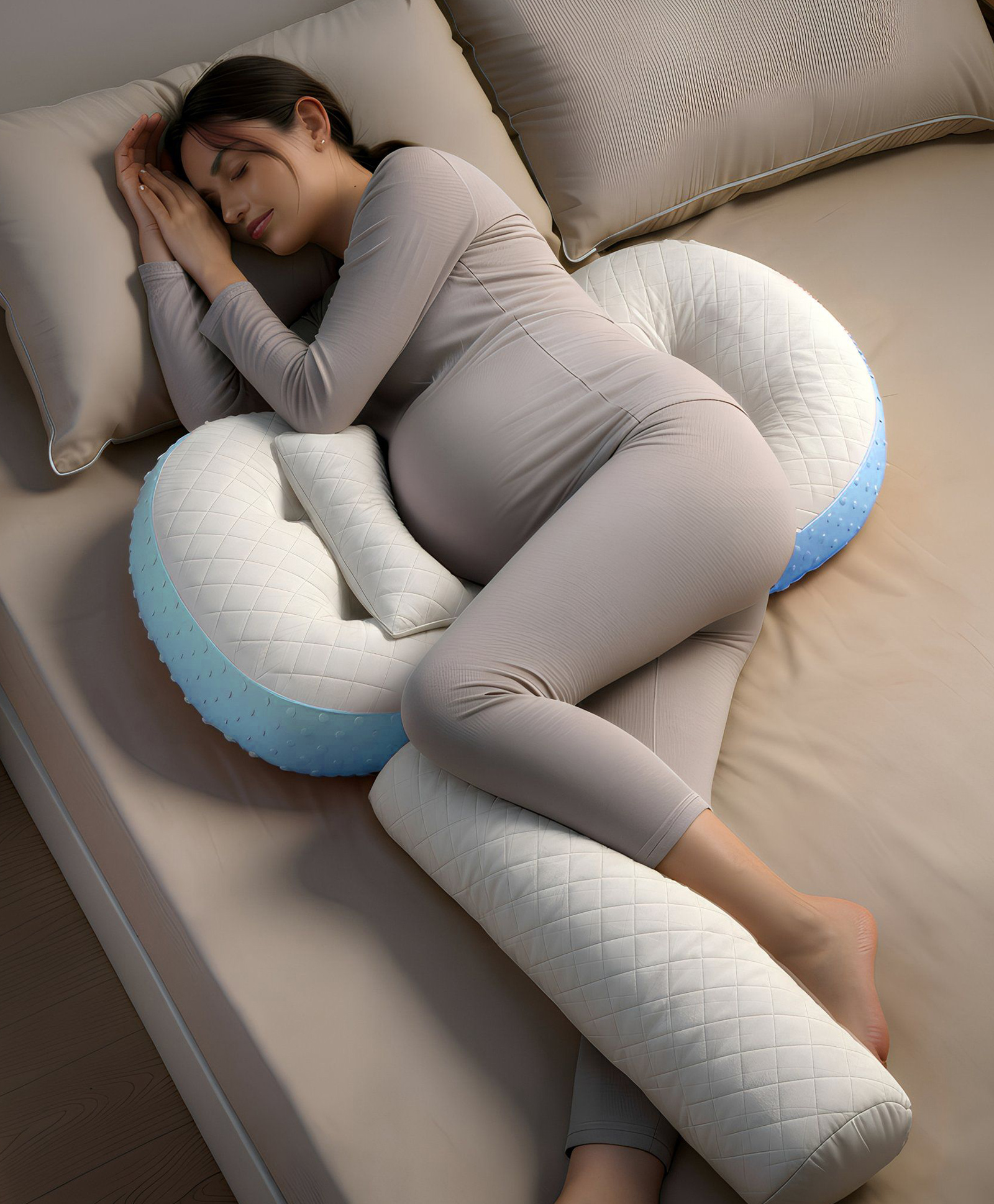 StarAndDaisy Pregnancy Pillow for Women/Maternity Wedge Pillow/Cushion with Leg Support & Adjustable Velcro for Maternity Care for Sleeping Side Support, Back Pain Relief & Comfort -Blue