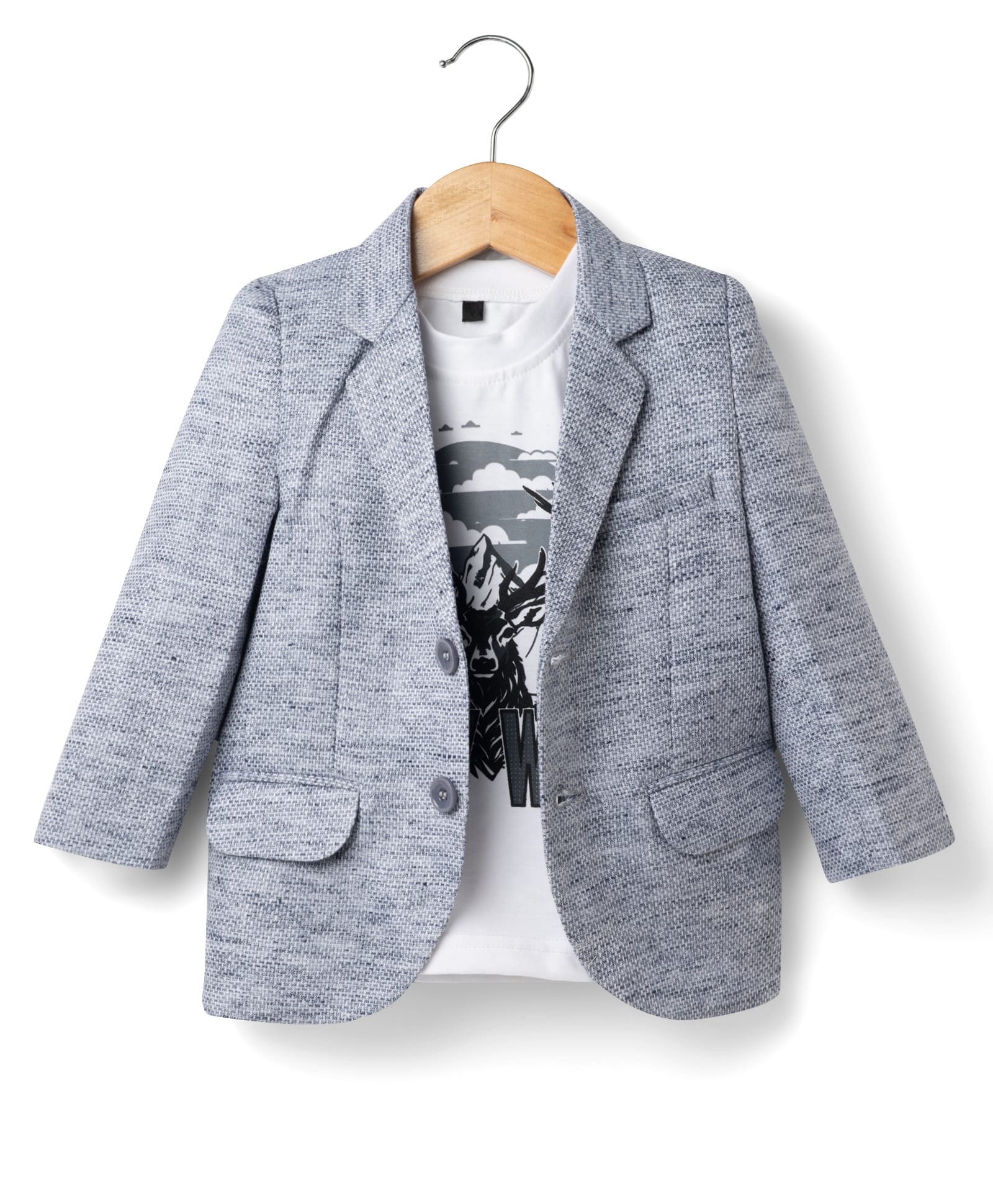 Robo Fry Cotton Woven Full Sleeves Solid Blazer with Inner Tee - Blue-image-32