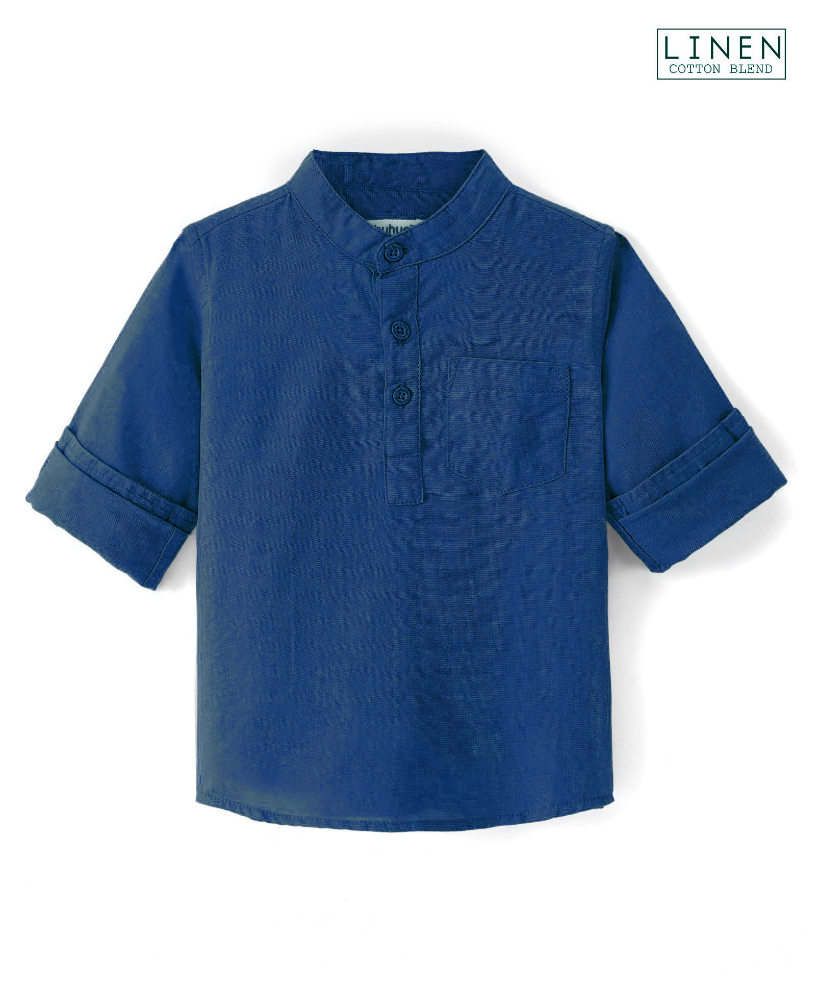 Babyhug Linen Woven Full Sleeves Solid Shirt - Blue-picture-27