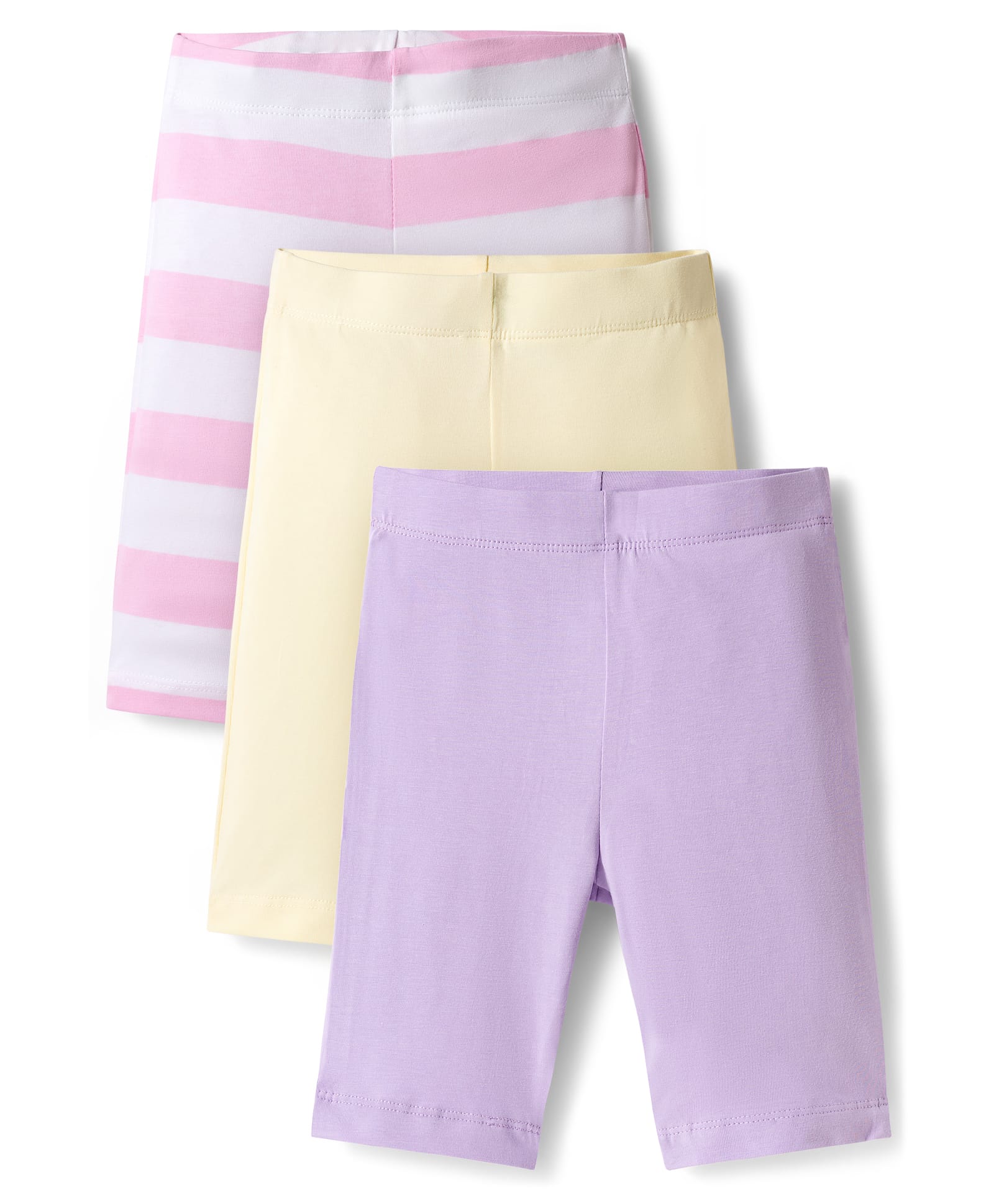 Primo Gino Cotton Elastane Knit Cycling Shorts with Stripes Pack of 3 - Off White Light Pink & Lilac-image-34