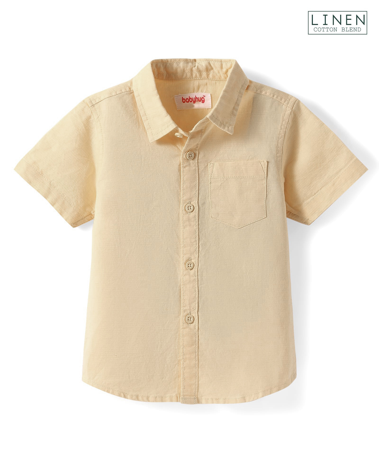 Babyhug Linen Woven Half Sleeves Solid Shirt - Beige-picture-23