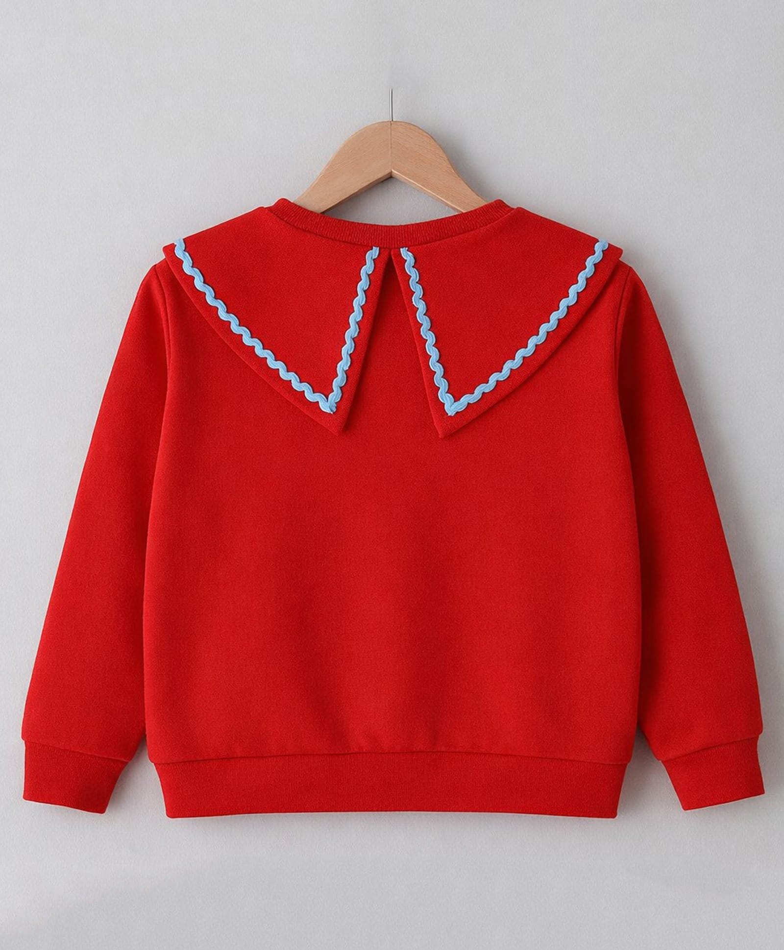 Aww Hunnie Terry Knit Full Sleeves Lace Detailed Light Winter Sweatshirt - Red-picture-10