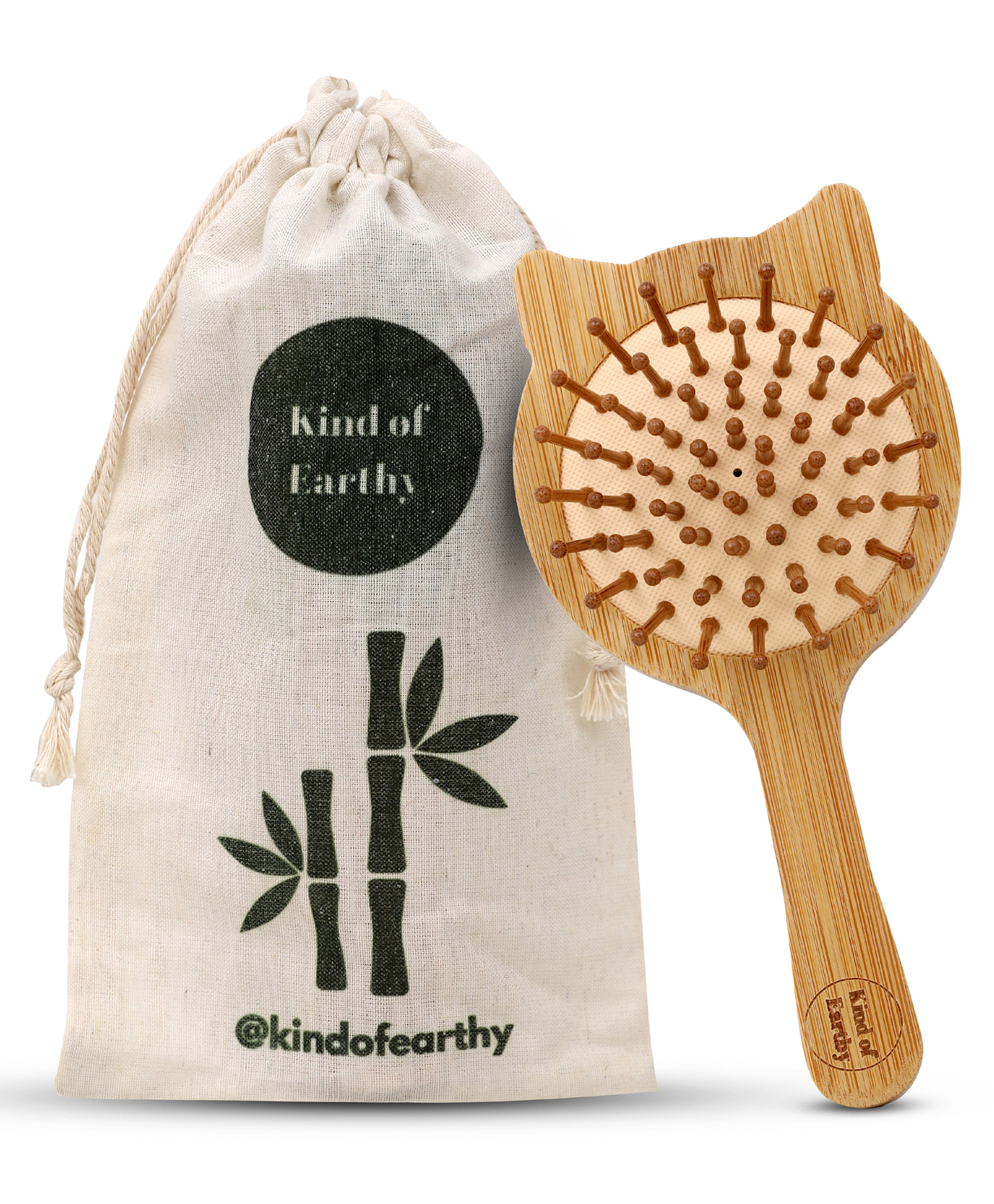 Kind of Earthy Kids Bamboo Kitty Shaped Hairbrush - Brown-picture-11