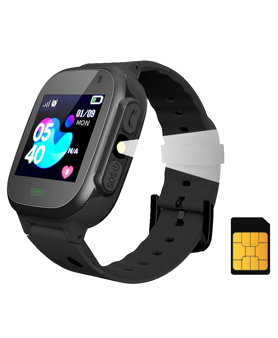 Sekyo S2 Pro Kids Calling Smartwatch with Location Camera SOS Alert Geo-Fencing Remote Monitoring Voice Chat Parent Control App 2G/4G/5G Sim Support - Black