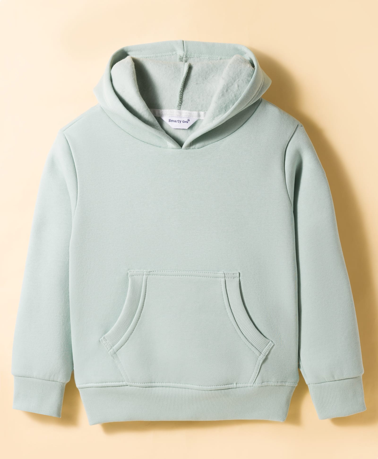 Smarty Girls Fleece Knit Solid Color Hooded Sweatshirt with Kangaroo Pocket -Sea Green-picture-34