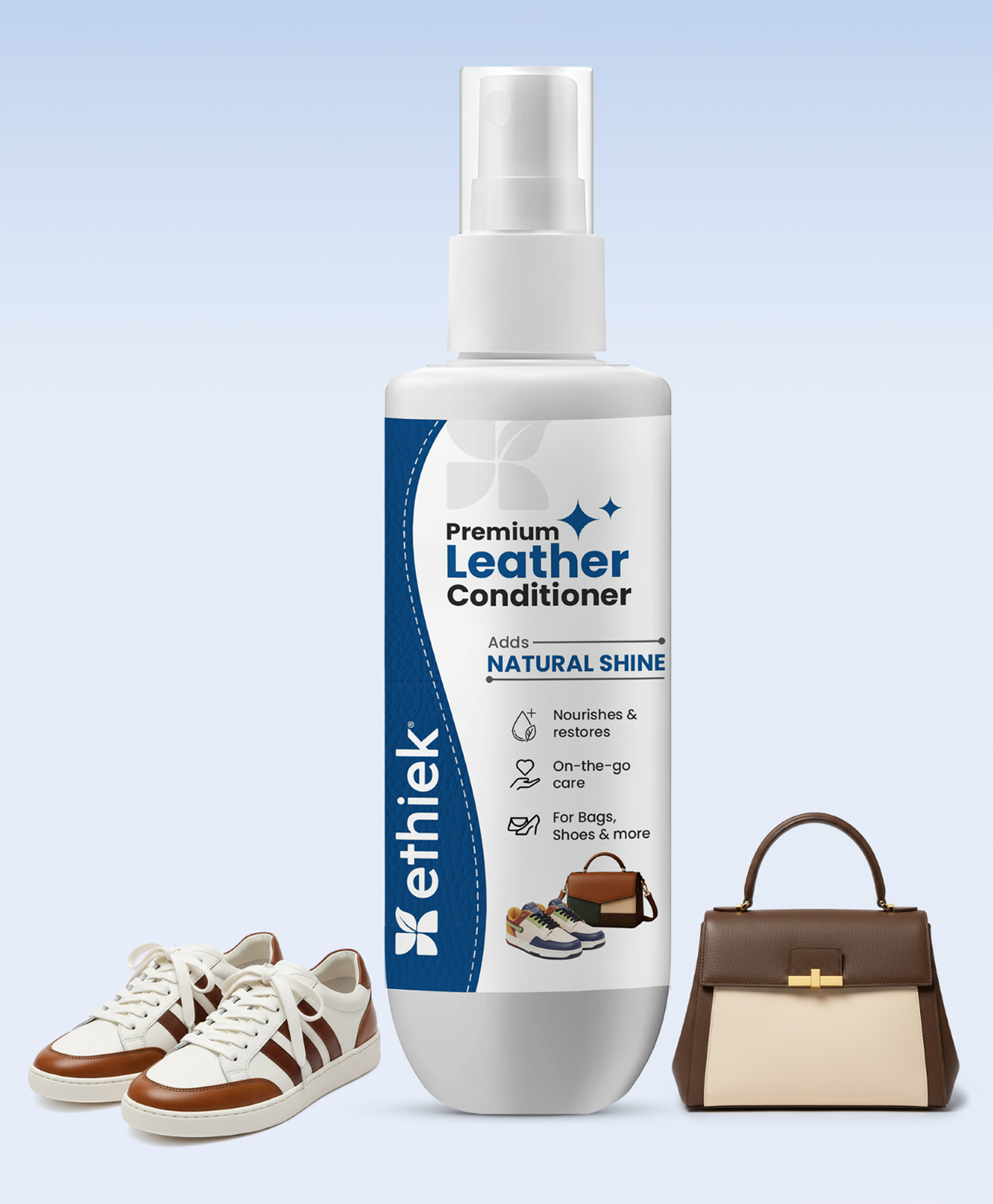 ETHIEK Leather Conditioner Spray for Bags, Shoes and Jackets | Natural Shine & Deep Nourishment | Restores Colour | Just Spray & Wipe | 100 ml-image-2