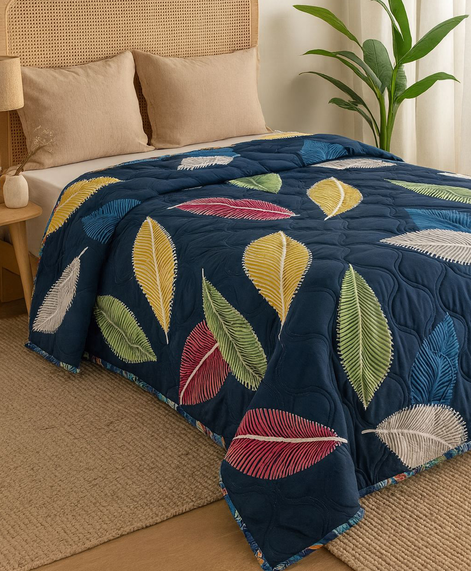 AAZEEM Luxury Printed Microfiber Comforter with Soft Touch Fabric | Lightweight, Warm & Breathable | Perfect for All Seasons | 90x90 Inch-image-2