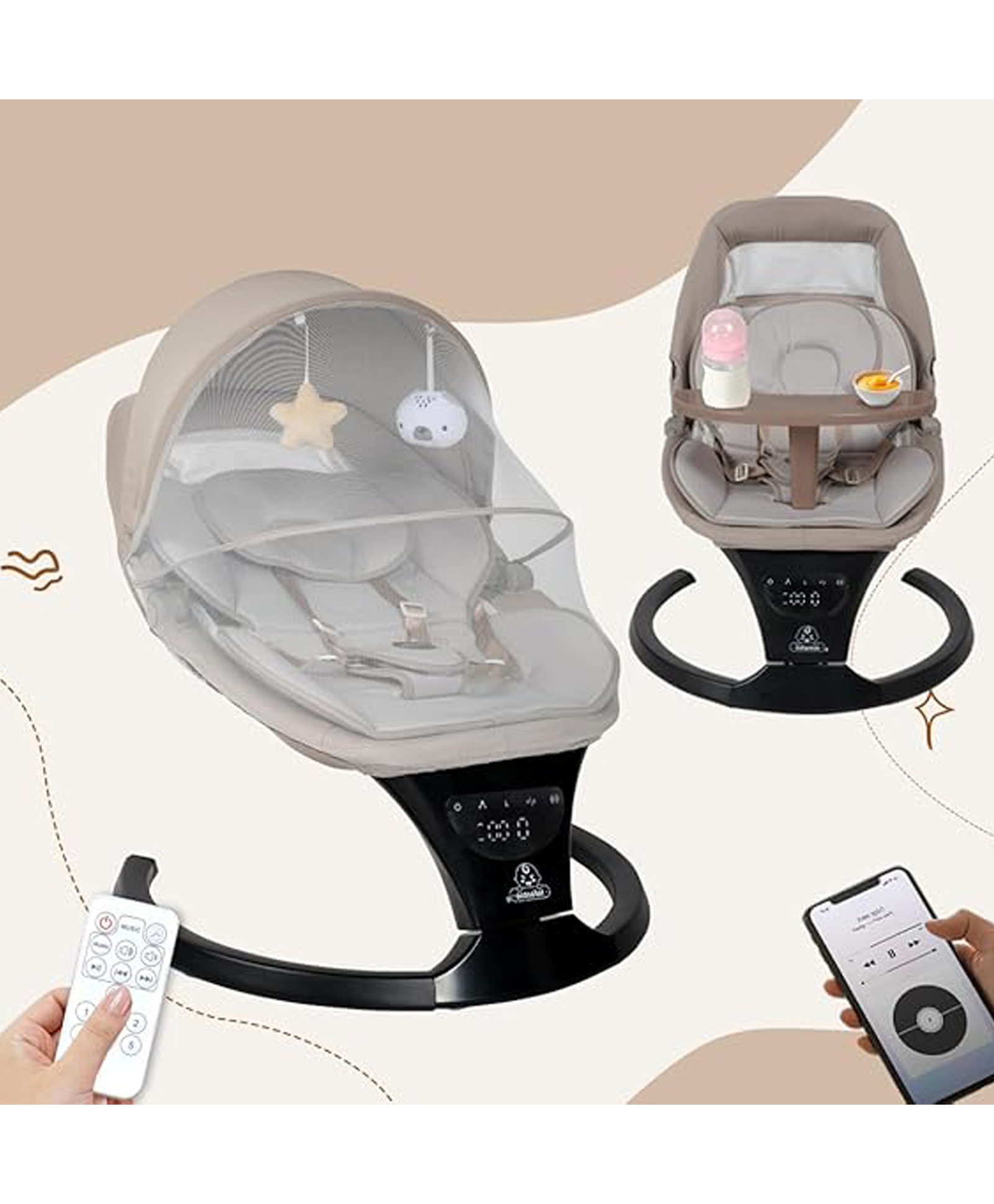 Infantso SLEEP EASE 2-in-1 Baby Swing Rocker & Bouncer | Electric Swing & Rocker, Cradle for New born baby, Automatic Swing / Cradle, baby Swing Cradle with Bluetooth Music, Remote, Safety Harness-image-29