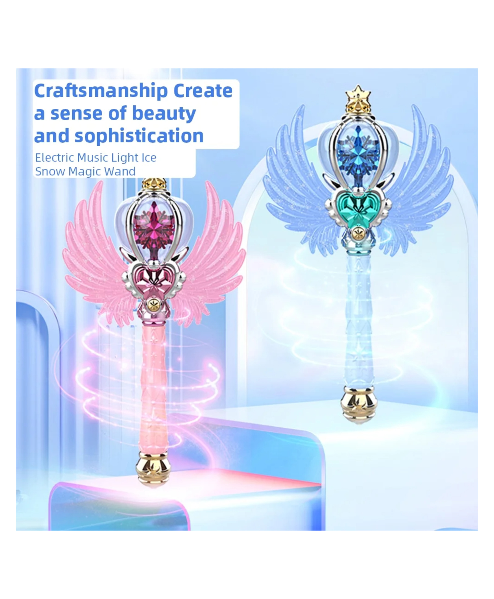 Lumo Brilliant Toys Princess Wands for Little Girls, Magic Wand Toys for Girls with Spinning LEDs and Magic Sound, Great for Girls - (Pack of 1 - Color May Vary)-image-5