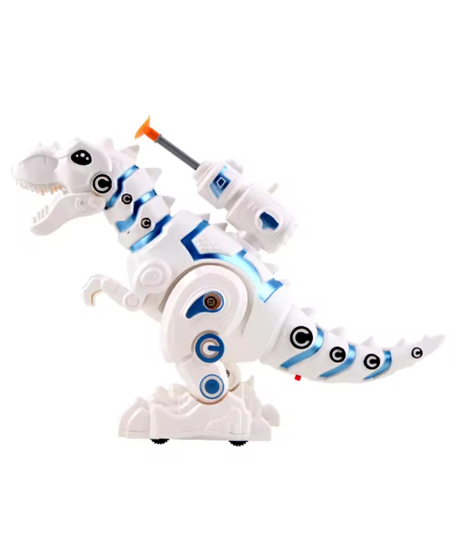 Lumo Brilliant Toys Battery Operated Mechanical T-Rex Dinosaur Toy with Lights, Roaring Sound & Dart Shooting | Interactive Walking Robot Dinosaur for Kids (White)-image-49