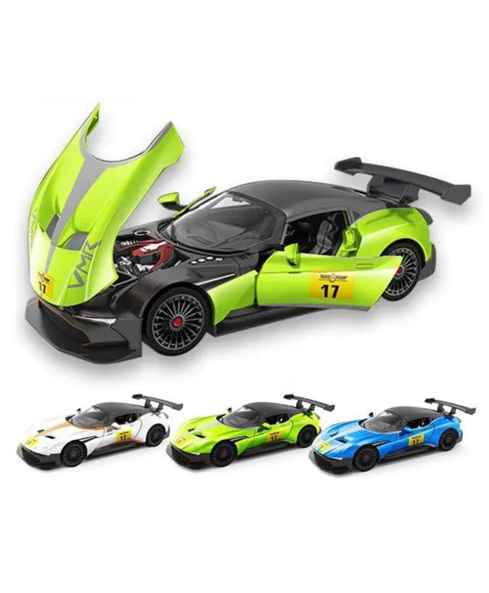 Lumo Brilliant Toys Die-Cast Aston Martin Style Pull Back Sports Car Toy for Kids (1:22 Scale) with Openable Doors & Hood (22 cm) 3+years (Random Color Will dispatched )-picture-21