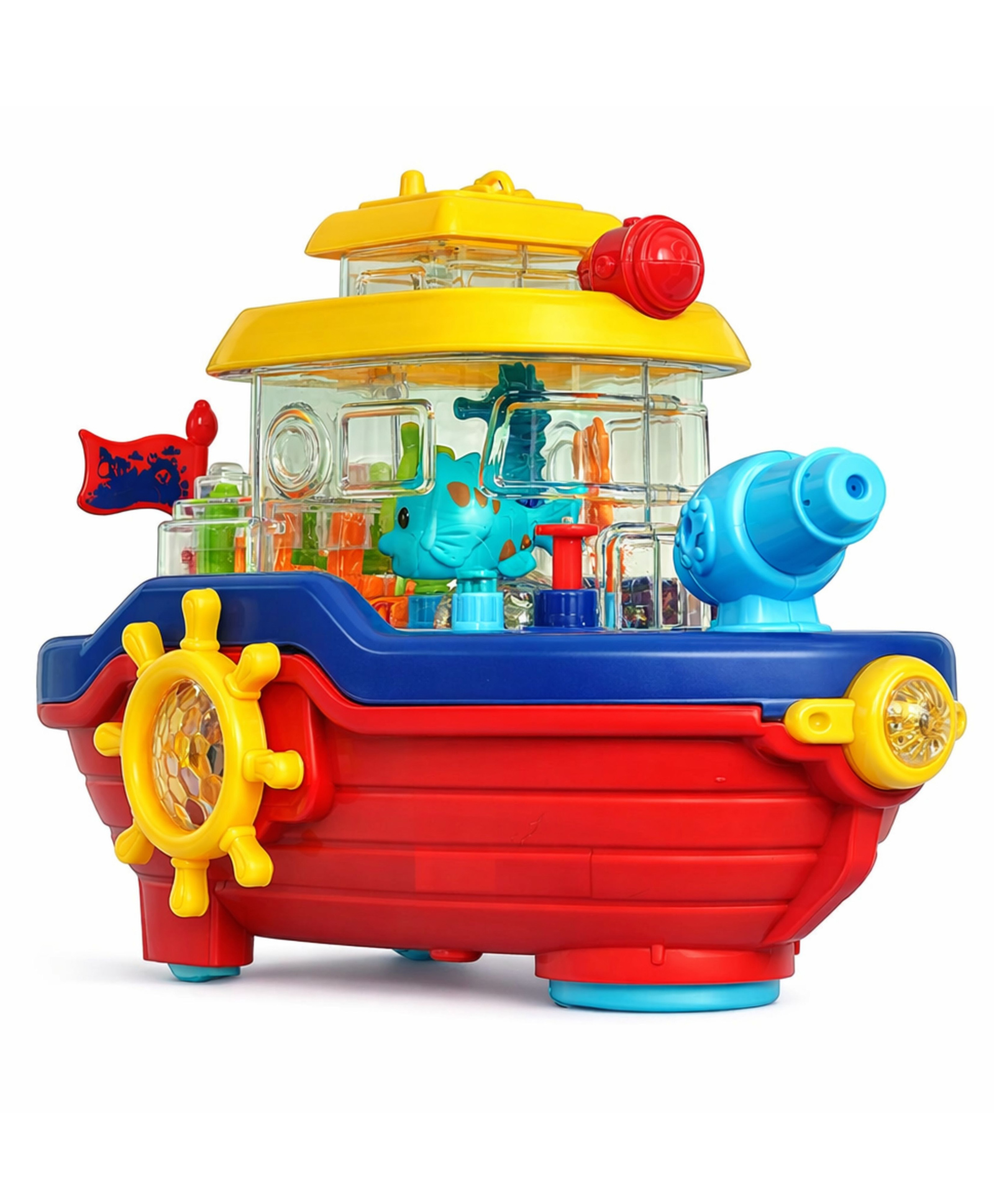 Lumo Brilliant Toys Musical Electric Water Cannon Boat Toy with Lights & Rotating Fish | Battery Operated Water Play Toy for Kids 3+ Years-image-1