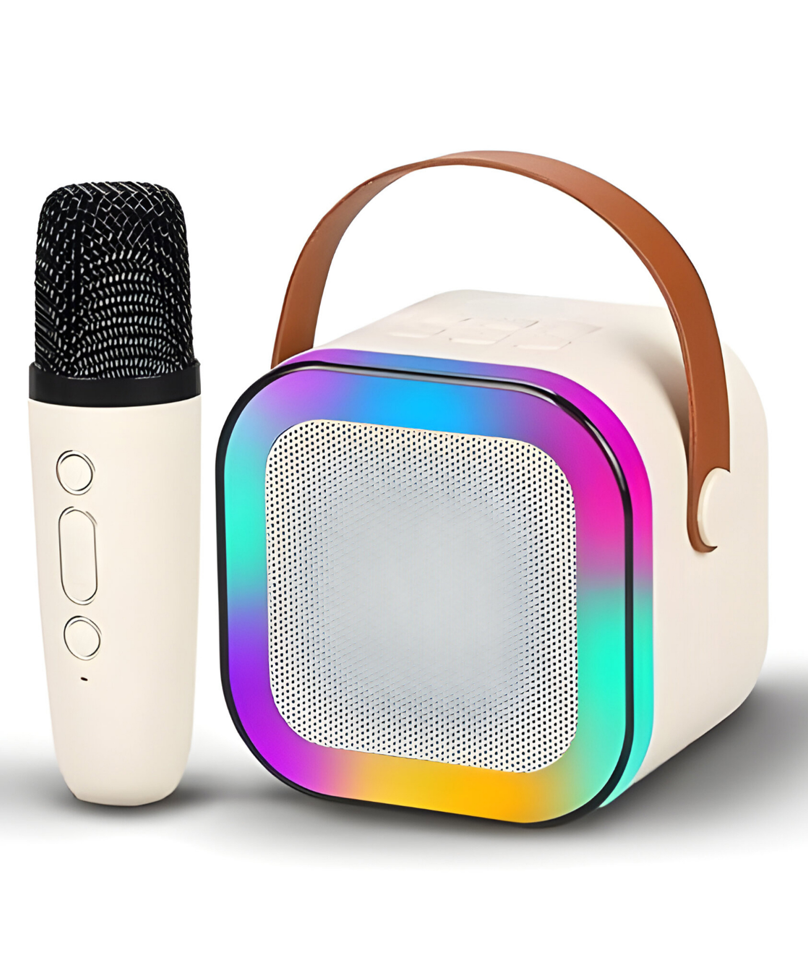 NEGOCIO Rechargeable Karaoke Mic with Speaker for Singing Wireless Mini Portable Bluetooth Speaker with Microphone & LED Lights Cute Birthday Gift for Kids - PACK OF 1 - COLOR MAY VARY