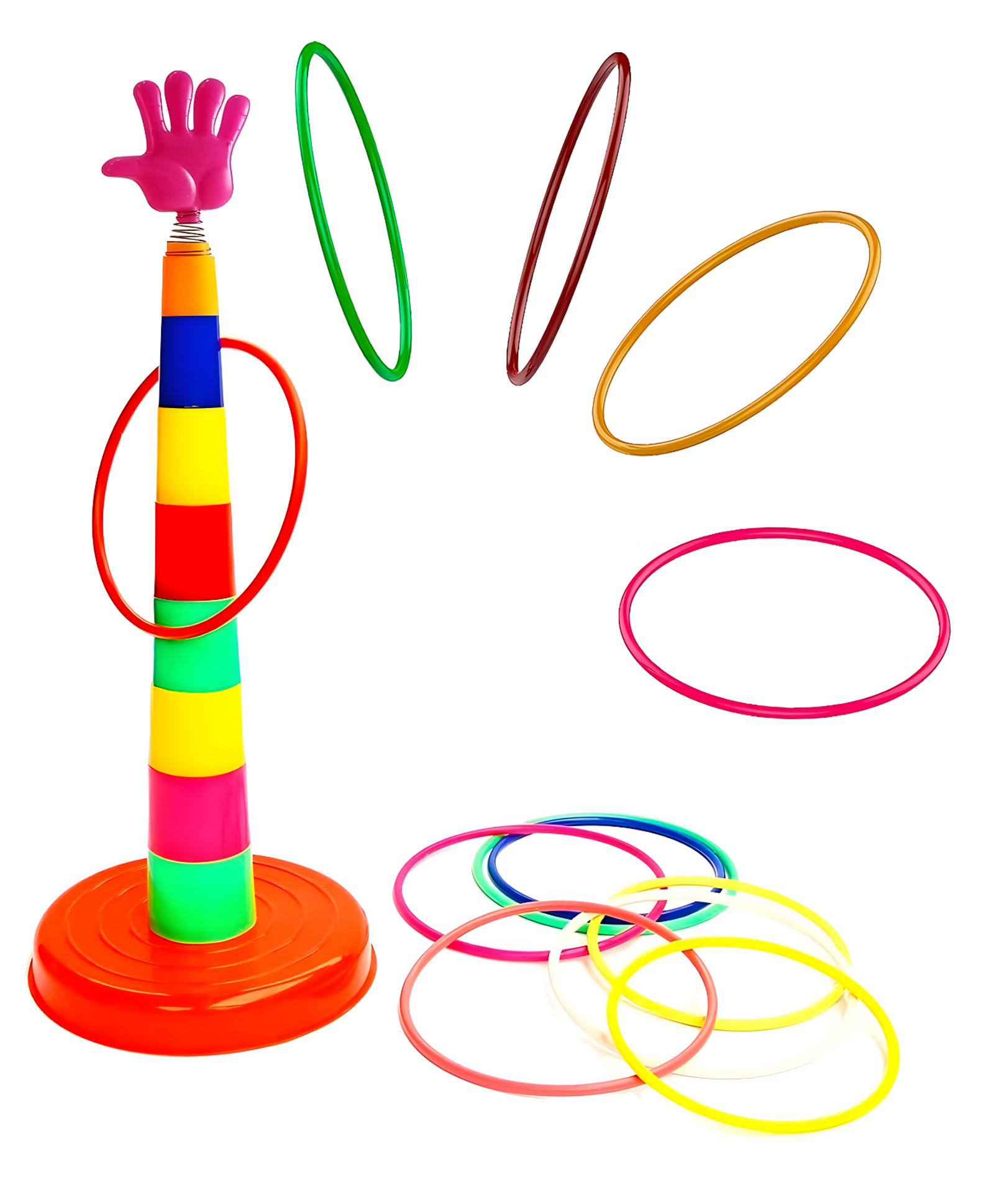 NEGOCIO 2 in 1 Ring Toss Game, Hoopla Throw Game for Kids, Shape Sorter Color Recognition Aim and Strike Game - PACK OF 1 - COLOR MAY VARY-picture-28
