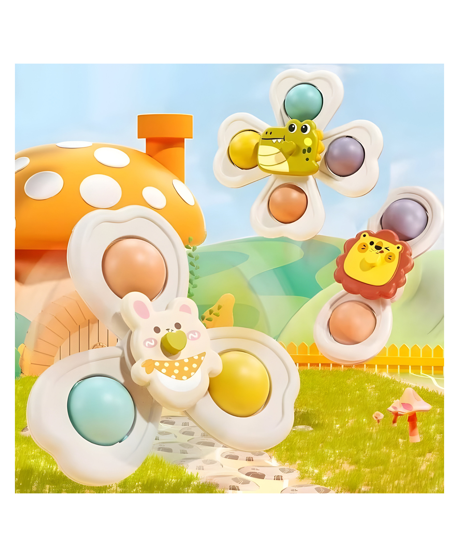 NEGOCIO 3 PC Fidget Spinner Bath Toy Toddlers Spinning Rattle Suction Cup Baby Bath Tub Toys for Kids 1 2 3 Years Birthday Gift- PACK OF 1 - COLOR MAY VARY-image-18
