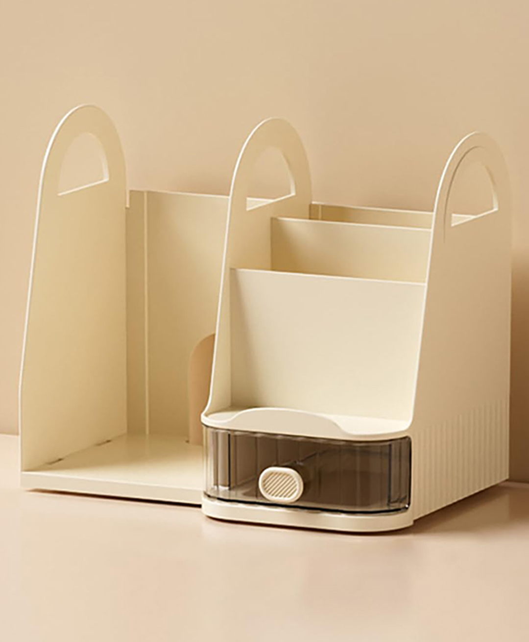 House of Quirk Modular Pen Holder & Desktop Bookshelf Left & Right Freely Assembleable Plastic Organizer-image-1