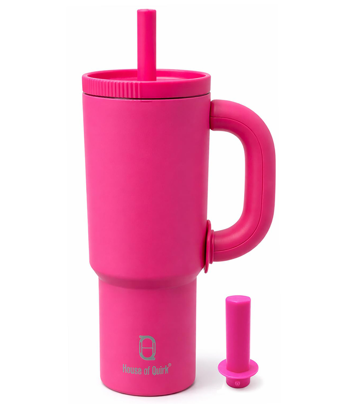 House of Quirk 1200ml Insulated Stainless Steel Tumbler with Handle Straw & Straw Cap - Pink-picture-41