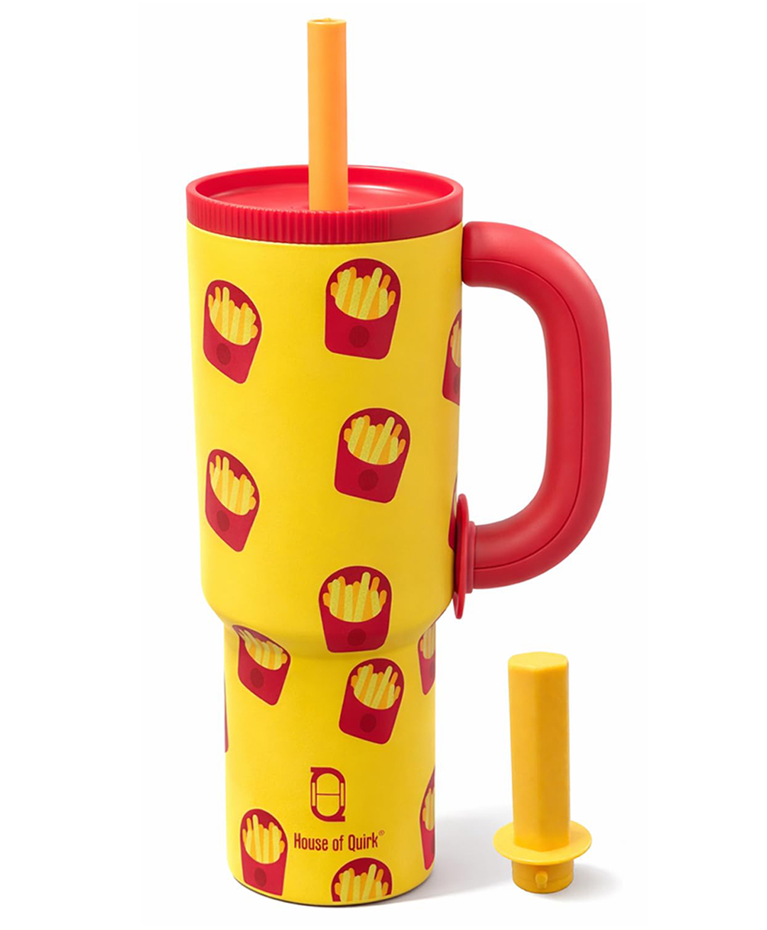 House of Quirk 1200ml Insulated Stainless Steel Tumbler with Handle Straw & Straw Cap - Yellow-picture-35