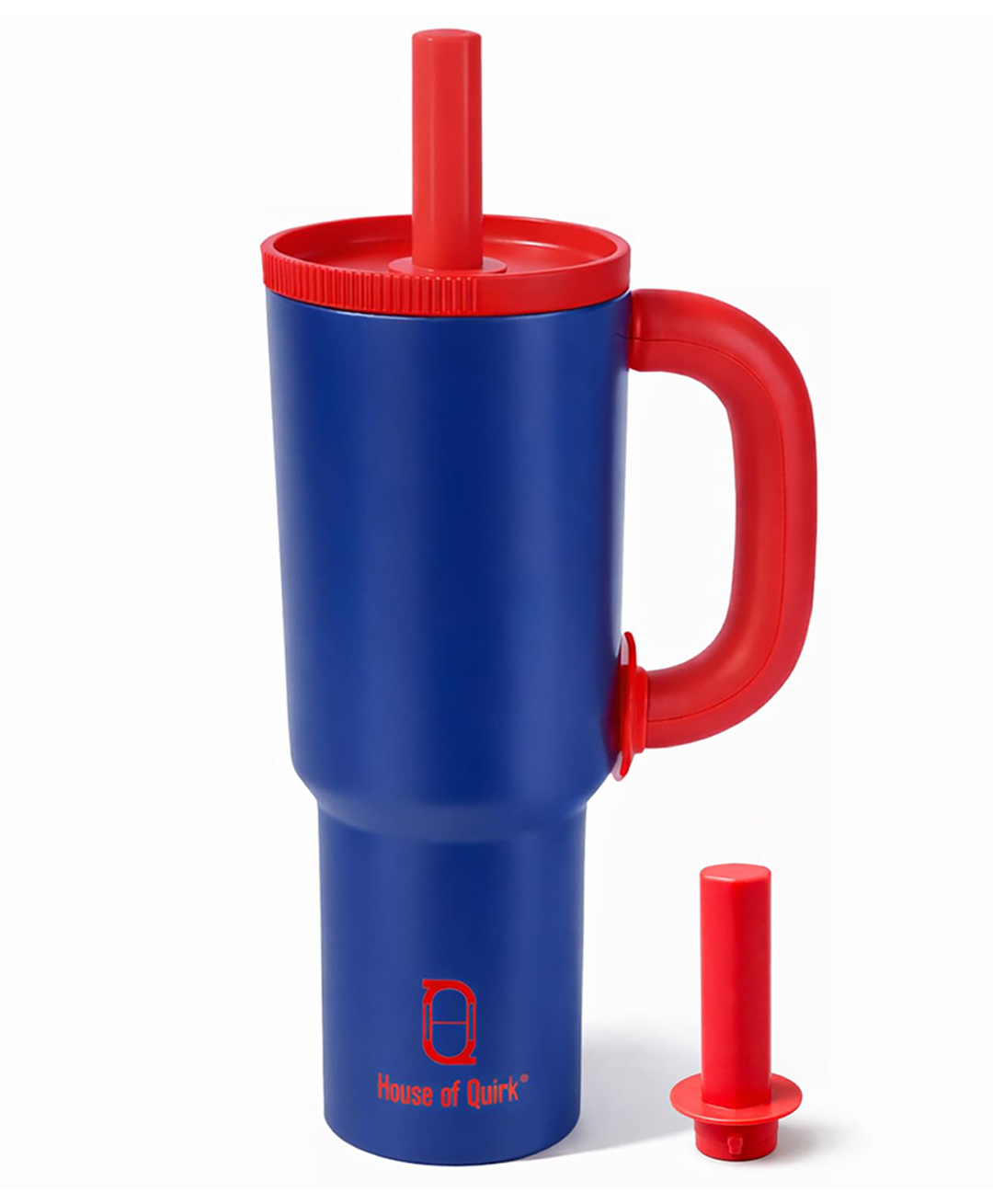 House of Quirk 1200ml Insulated Stainless Steel Tumbler with Handle Straw & Straw Cap - Blue-picture-36