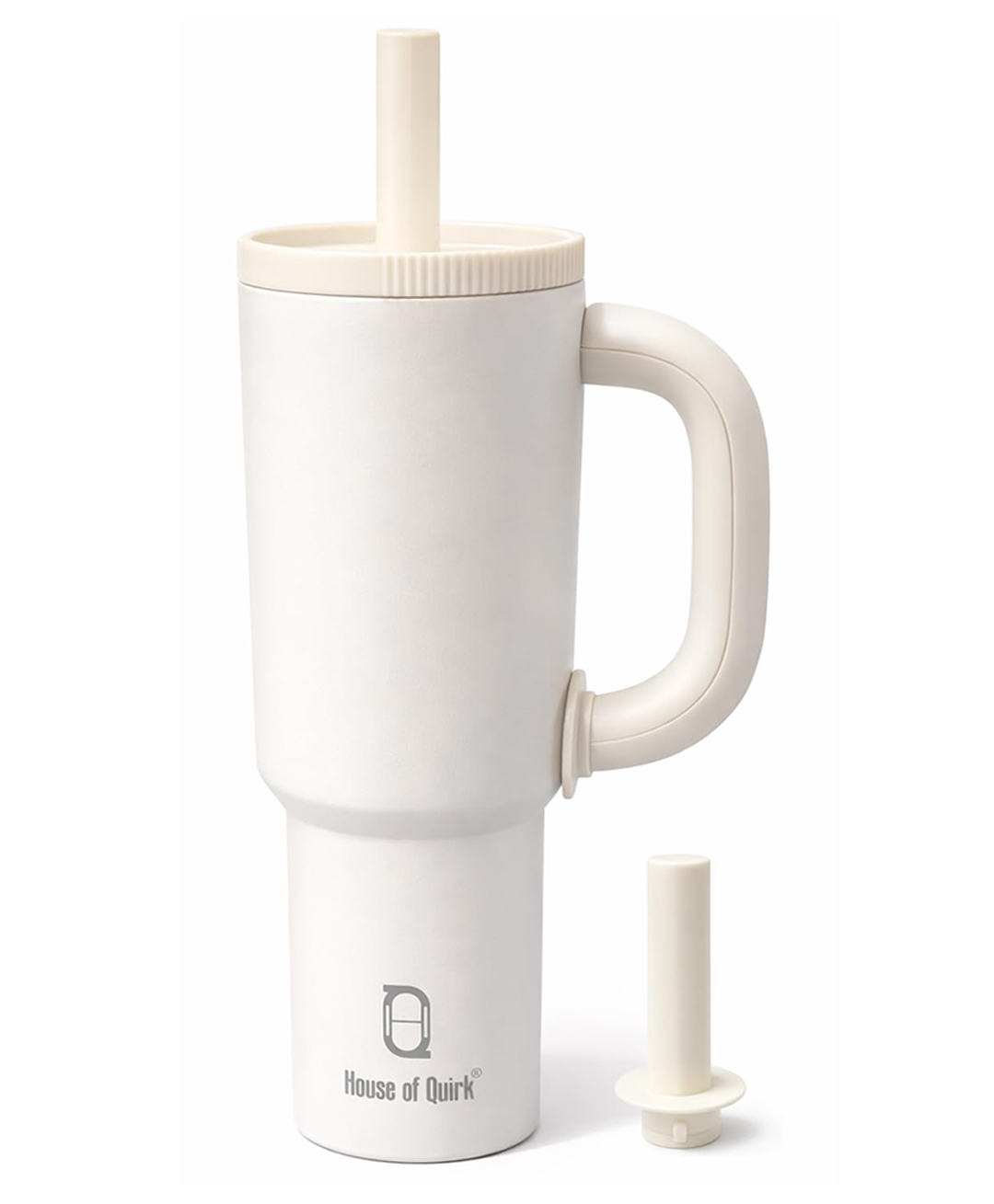House of Quirk 1200ml Insulated Stainless Steel Tumbler with Handle Straw & Straw Cap - Vanilla-picture-40