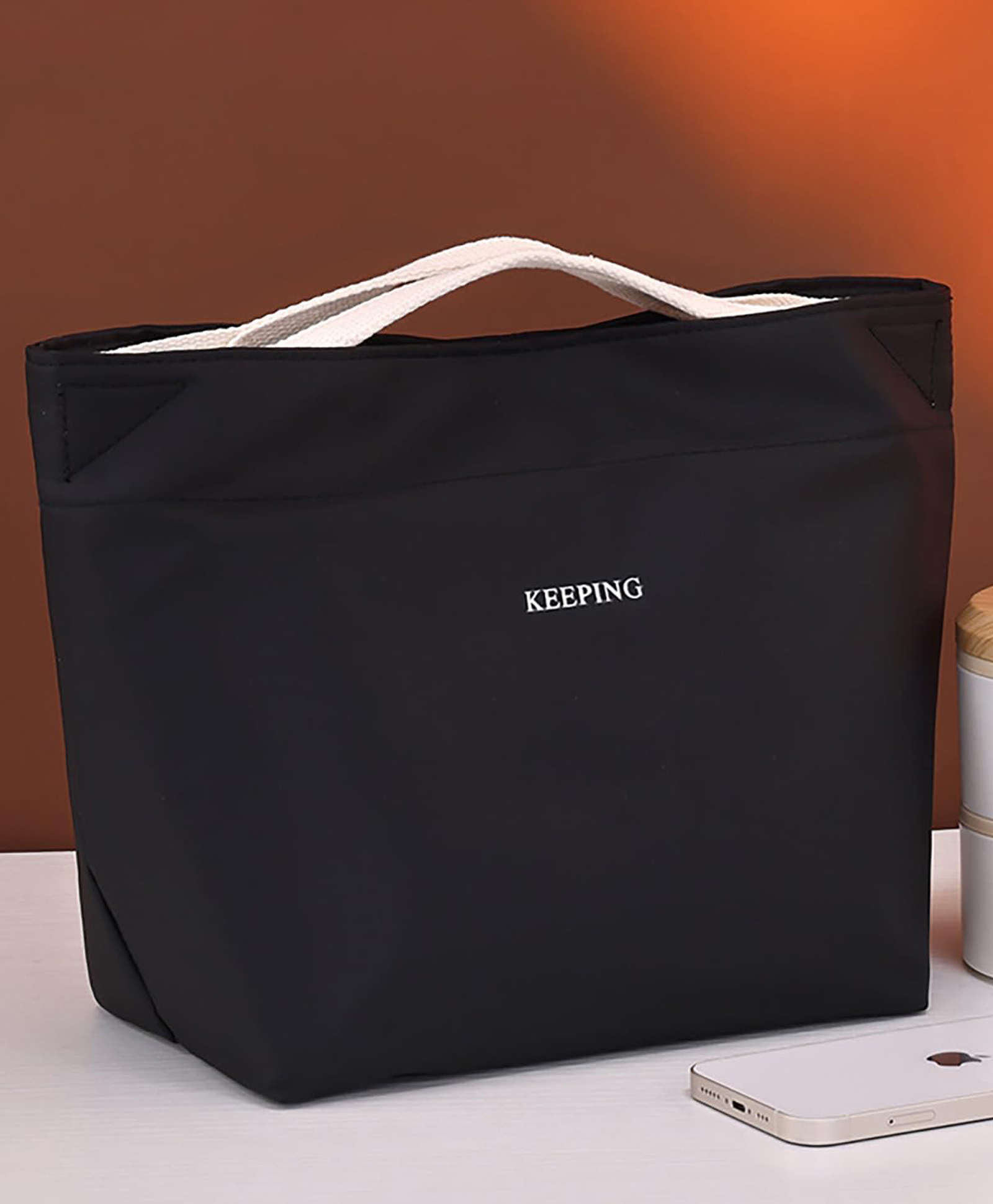 House of Quirk Thermal Insulated Lunch Bag for Work Fresh Keeping Lunch Box Satchel for Office Travel & Outdoor Picnic - Black-image-20