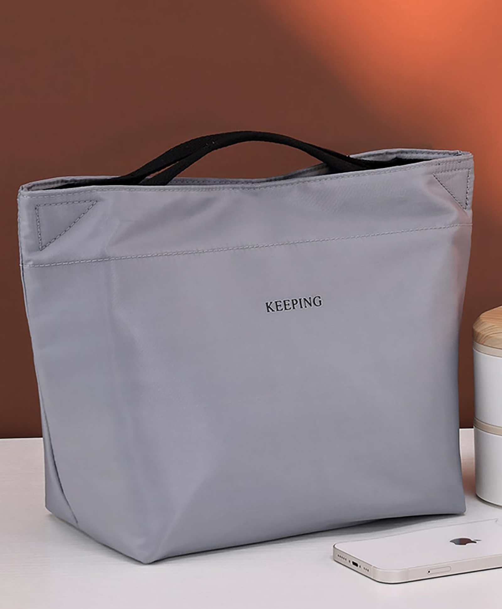 House of Quirk Thermal Insulated Lunch Bag for Work Fresh Keeping Lunch Box Satchel for Office Travel & Outdoor Picnic - Grey-image-23