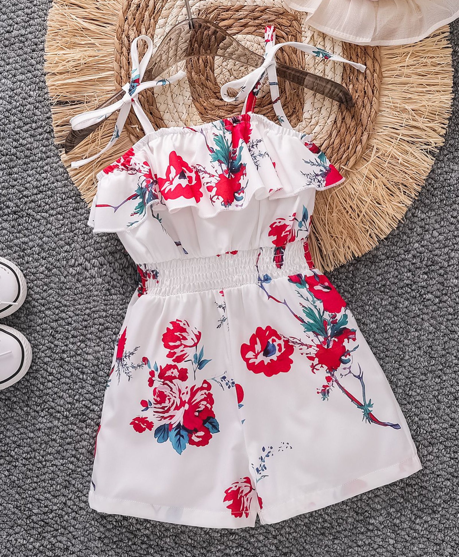 Mark & Mia Sleeveless Floral Printed Jumpsuits - White-image-0