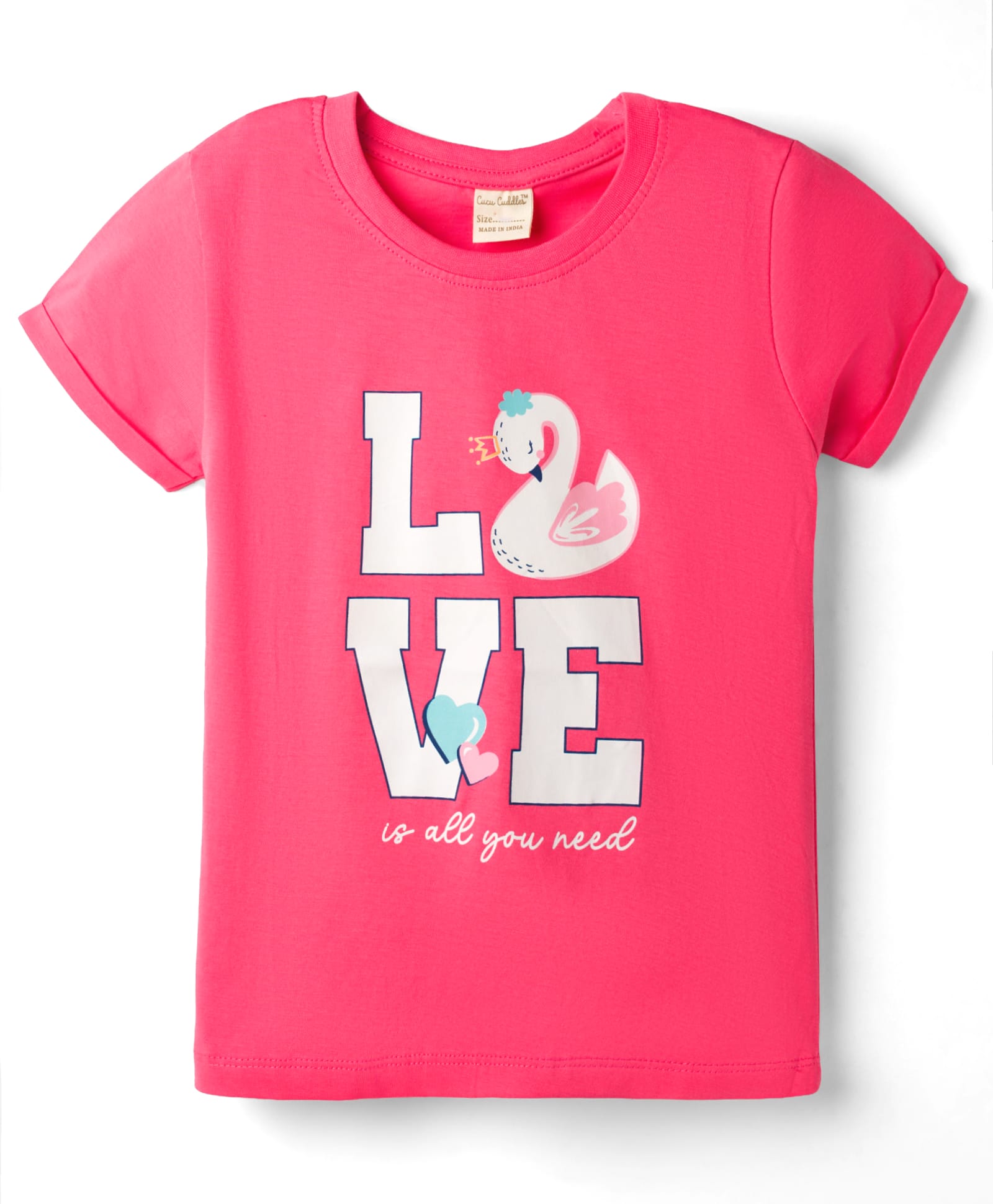 CUCUMBER Sinker Knit Half Sleeves Text Printed Top - Light Red-image-30