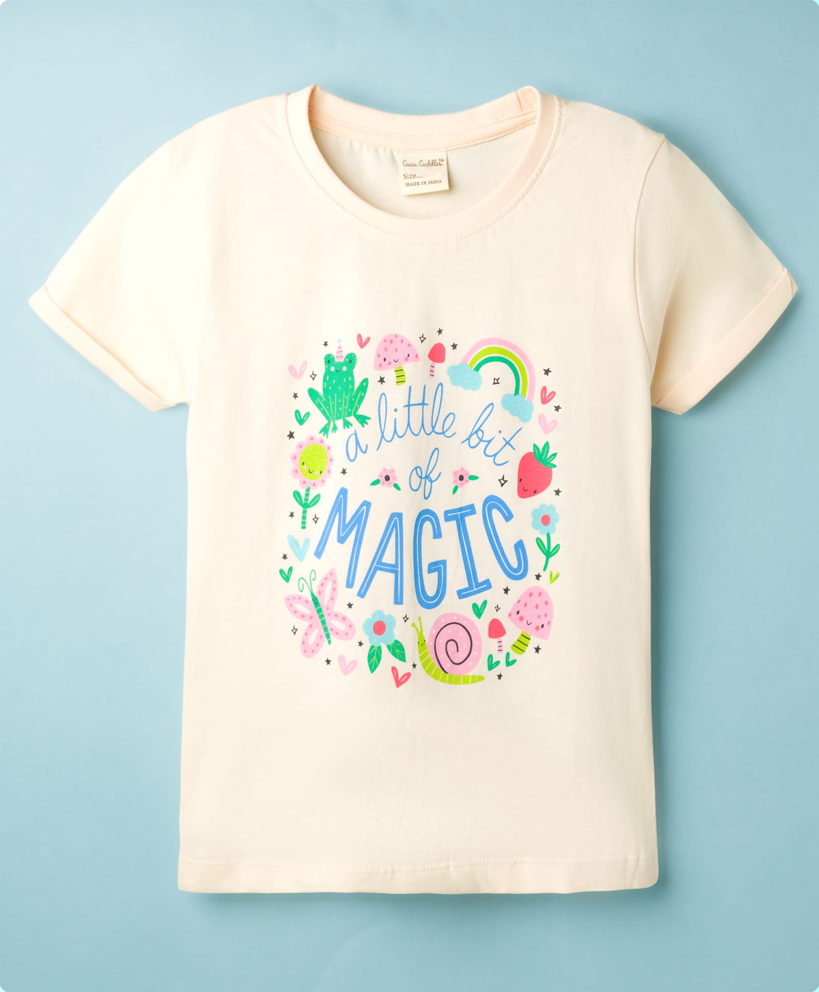 CUCUMBER Sinker Knit Half Sleeves Text Printed Top - Light Pink-image-42