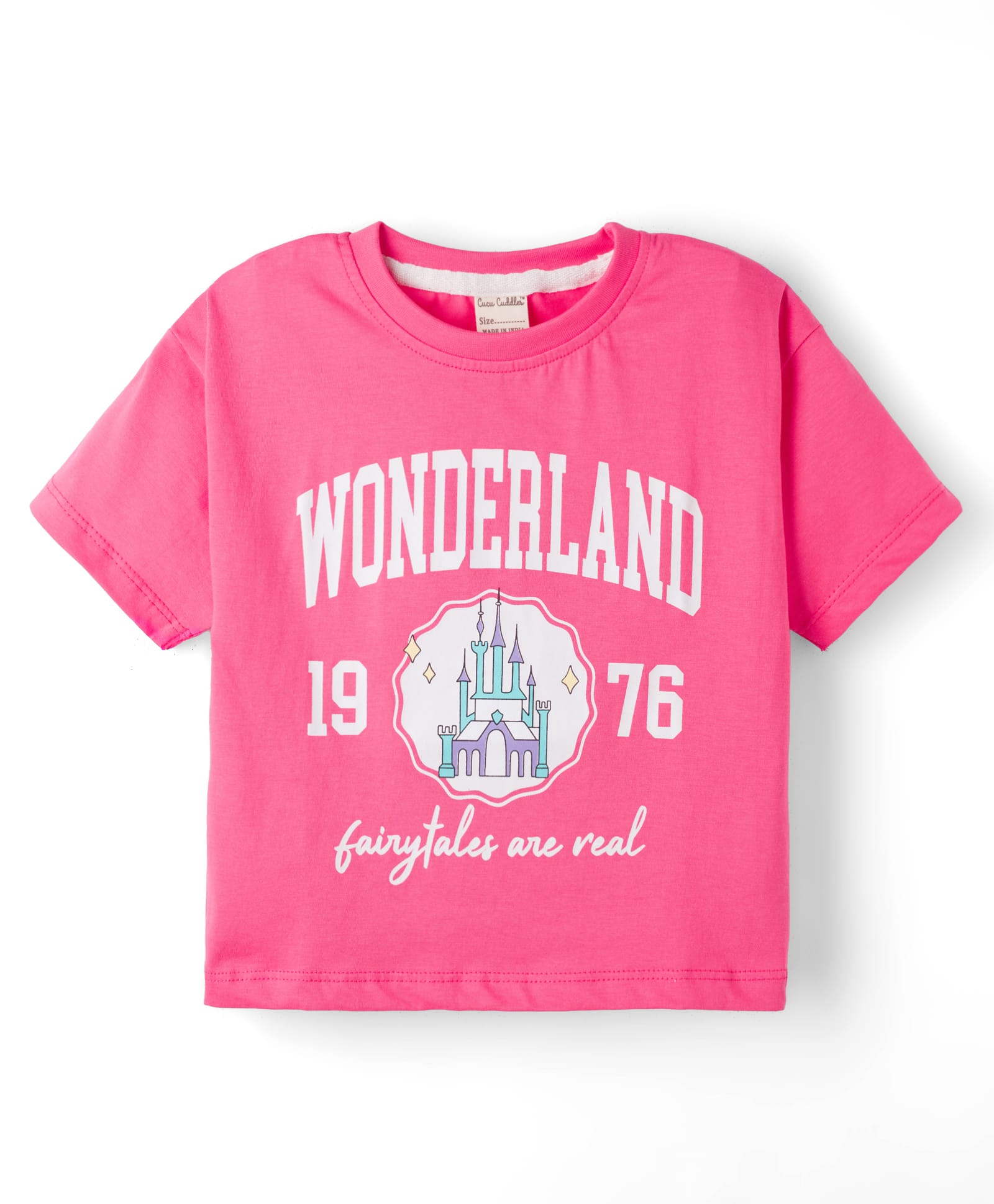 CUCUMBER Sinker Knit Half Sleeves Text Printed Top - Pink-image-18