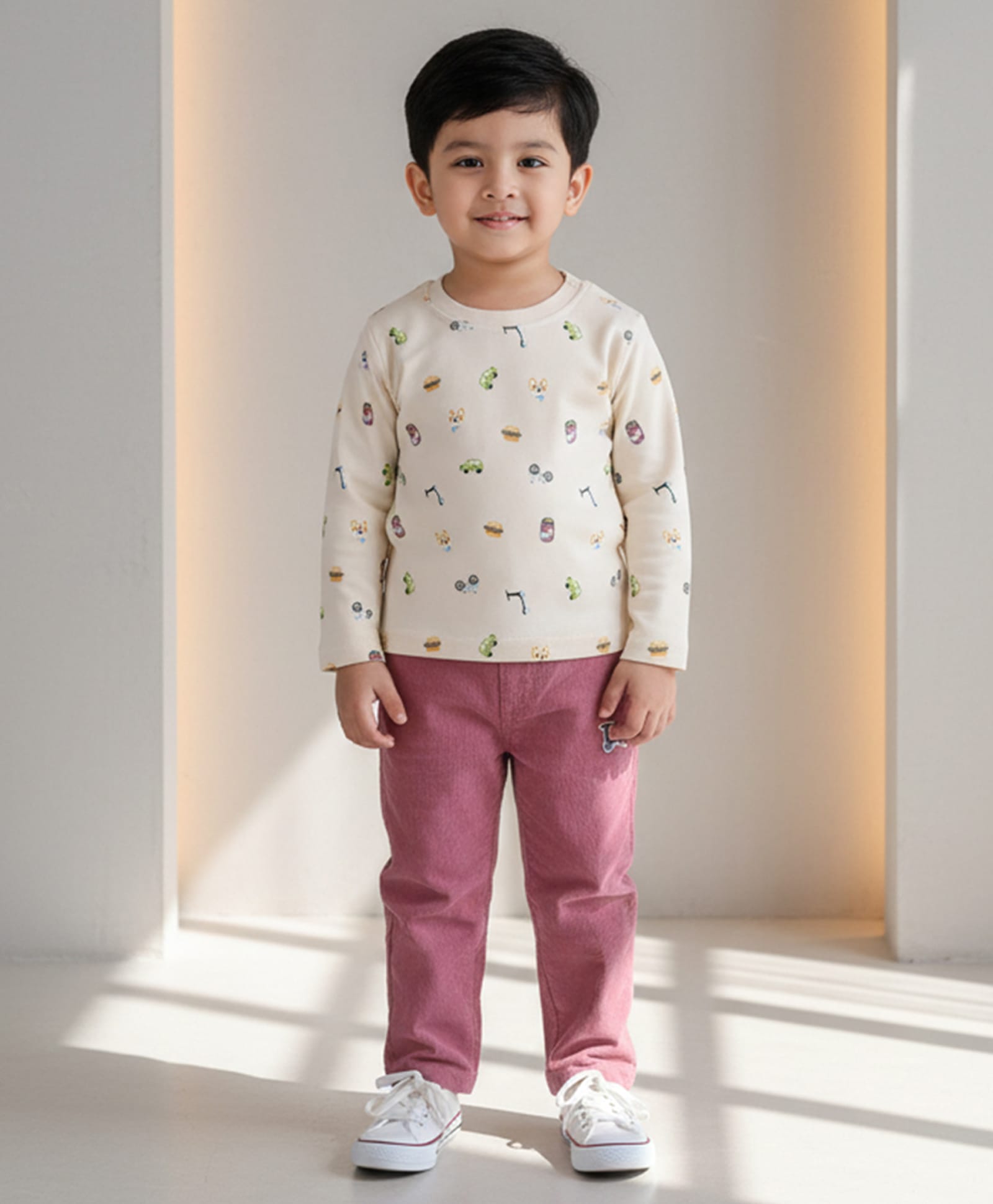 DOLLAR Cotton Blend Knit Full Sleeves Dogs Cars & Burgers Printed Winter Sweatshirt & Pant Set - White & Purple-image-16