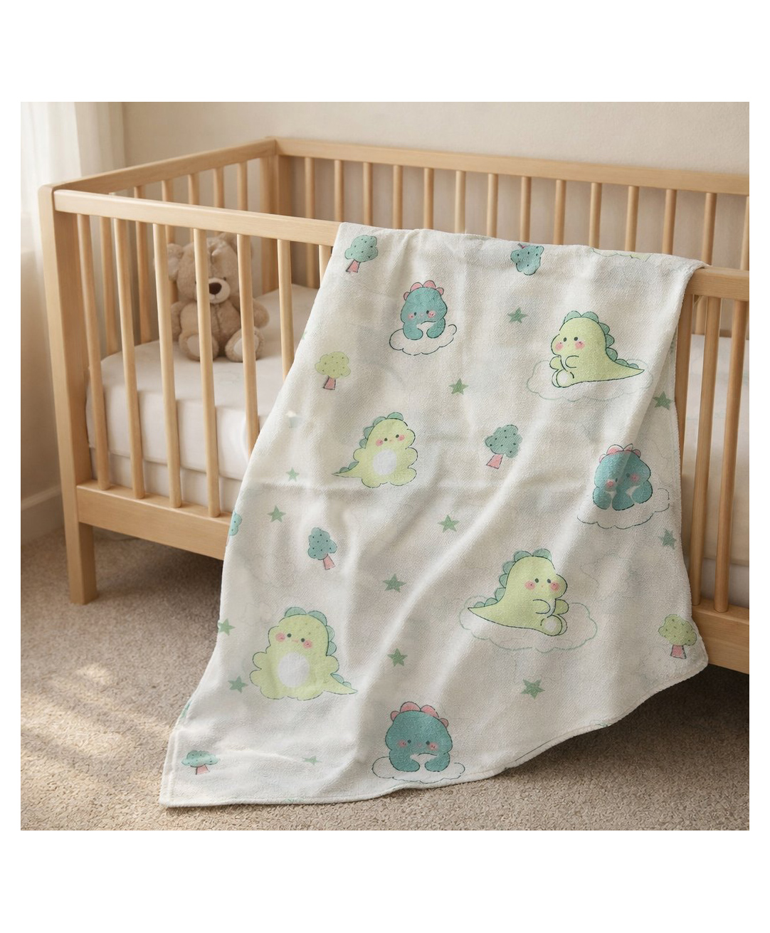 Honor Your Home 100% 4 Layered Bamboo Blanket/Swaddle (Baby Dino) - Mint Green-image-28