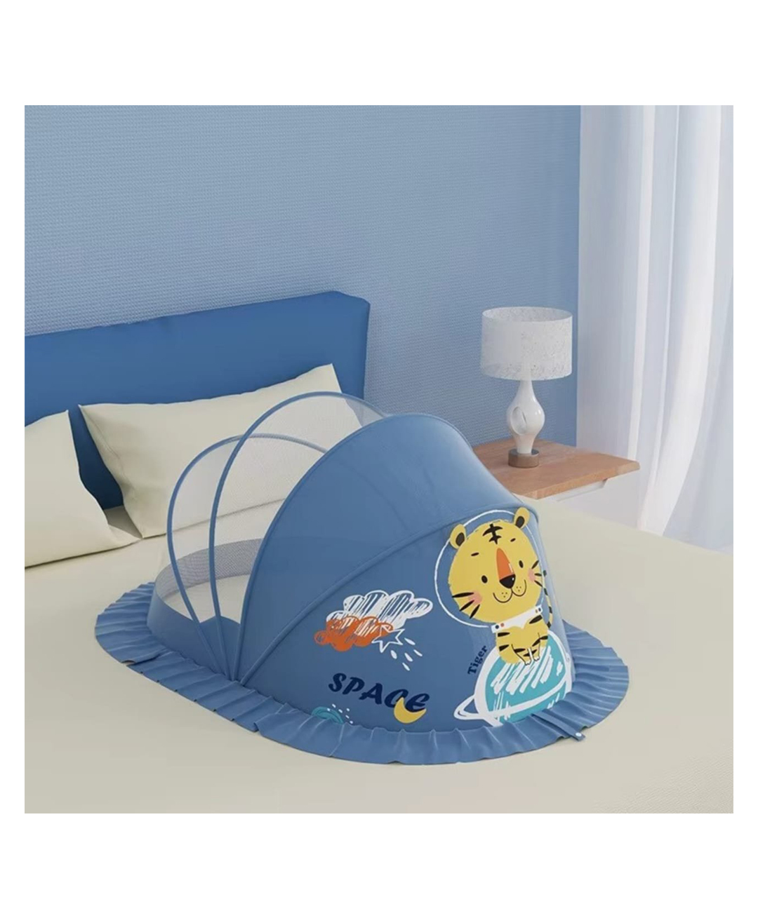 Honor Your Home Large Mosquito Net for Baby Tiger Print Bottomless Net for Infants (0-24 Months) Safe & Easy Sleep Solution 135cm x 65cm x 65cm - Navy-image-32