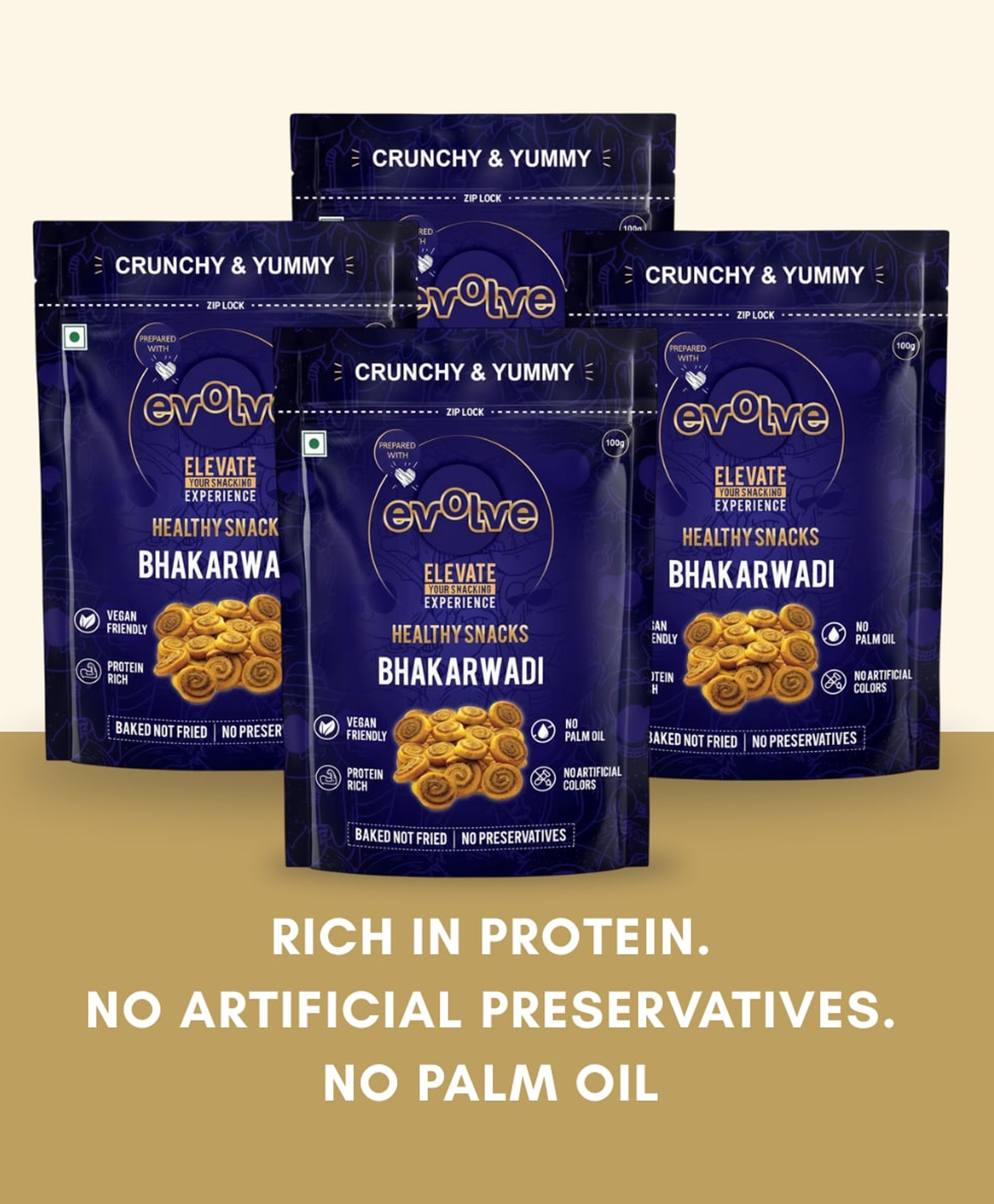 Evolve Baked Bhakarwadi Masala Flavor Healthy Snacks for Kids, Adults | , No Artificial Colors or Preservatives, Freshly Made, Ready to Eat, Crunchy - 100g Pack of 4-picture-15