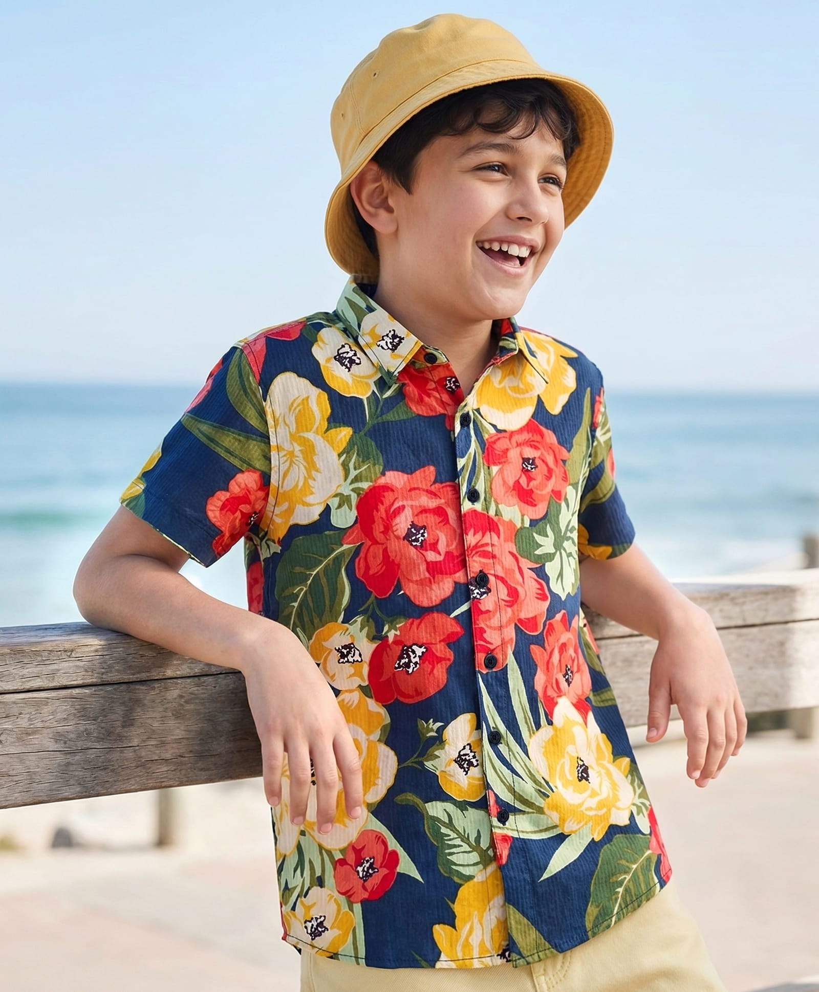Pine Kids Half Sleeves Floral Printed Shirt for 6-7 Year Old Boys - Multicolour-picture-10