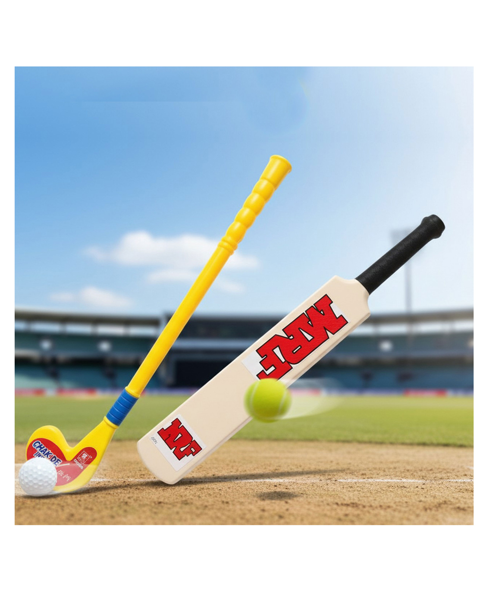 Yunicorn Max Kids Playing Indoor & Outdoor Game Hockey Set with MRF/ CEAT Bat Combo-image-12