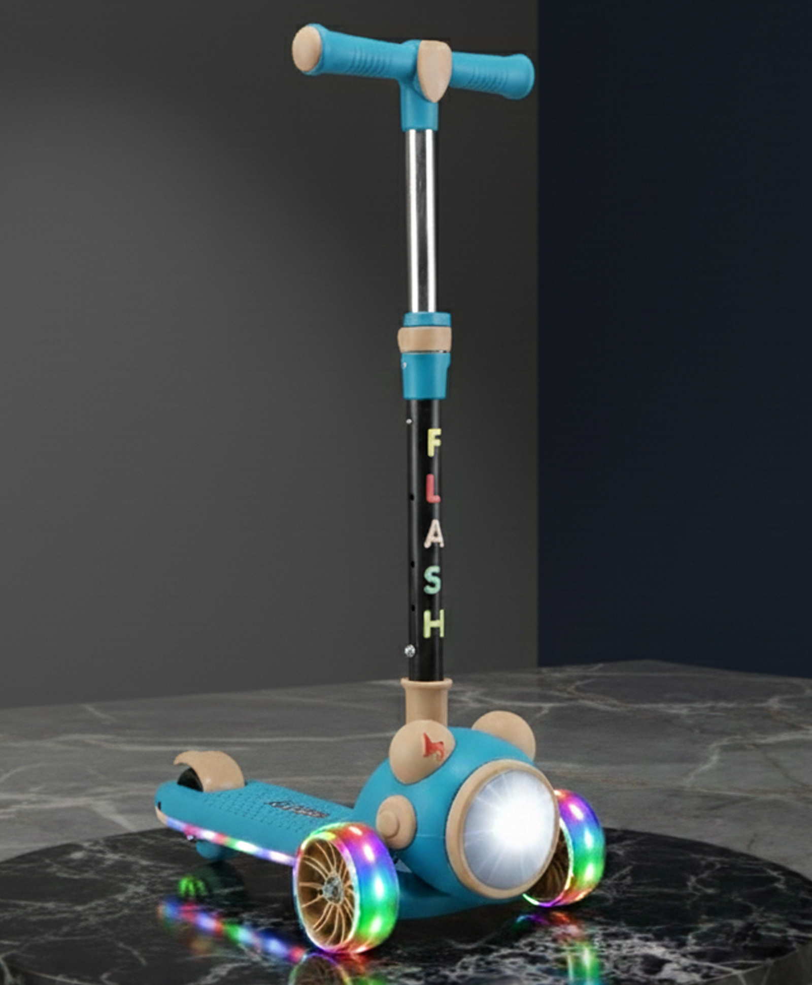 Joyride Beam Runner Pro - Music & Light-Up 3-Wheel Scooter with LED Headlight PU Wheels & Brake, Skate Scooter for Kids 3 to 10 Years Boys Girls BLUE-picture-16