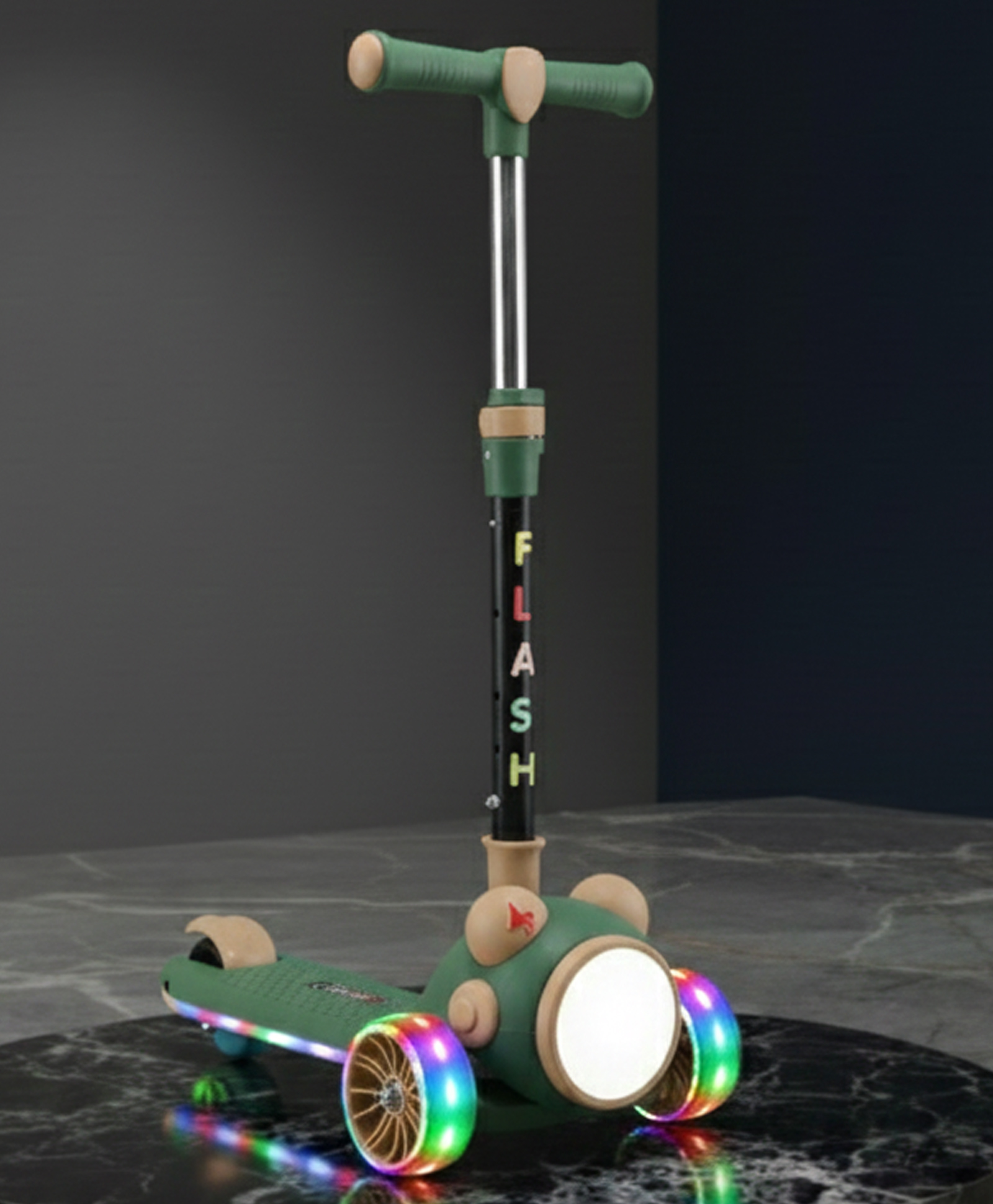 Joyride Beam Runner Pro - Music & Light-Up 3-Wheel Scooter with LED Headlight PU Wheels & Brake, Skate Scooter for Kids 3 to 10 Years Boys Girls GREEN-image-19