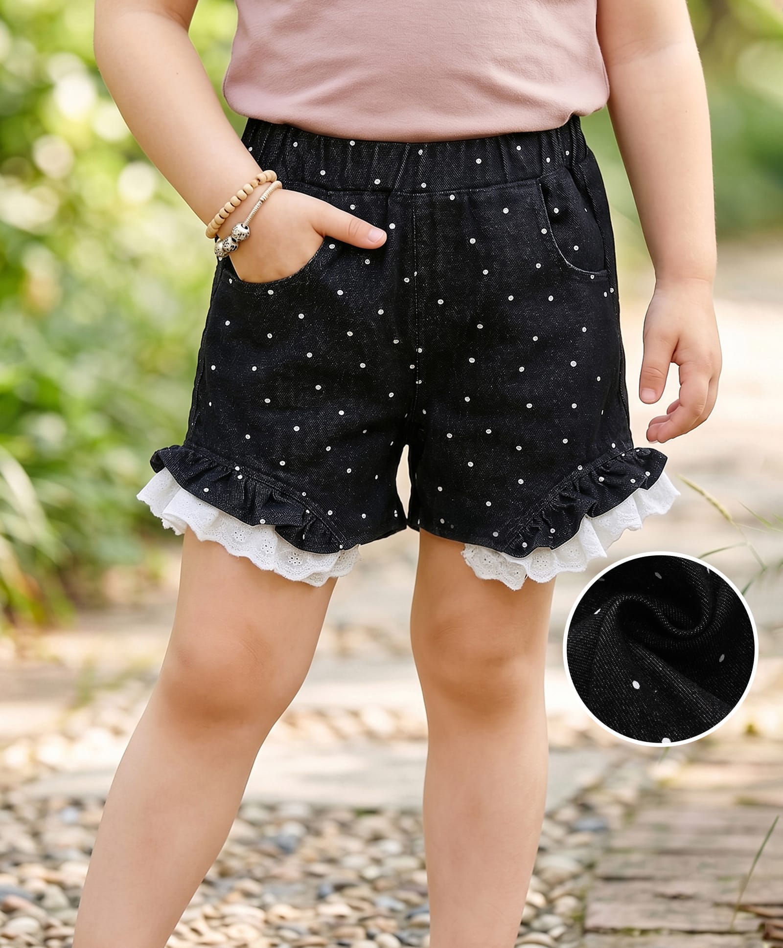 Mark & Mia Cotton Polka Dots Printed Shorts - Black-picture-12