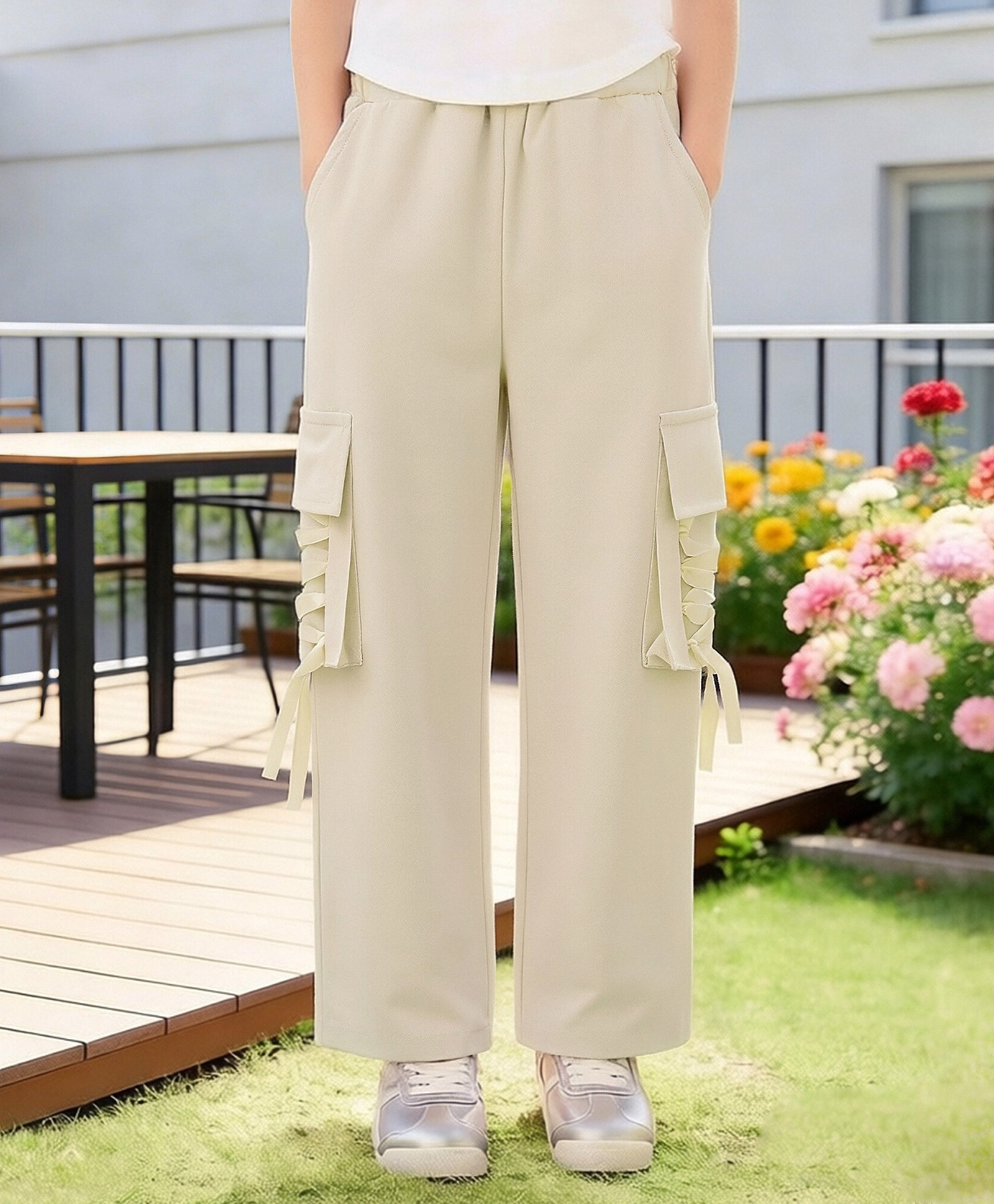 Mark & Mia Full Length Solid Color Lounge Pant - Cream-picture-39