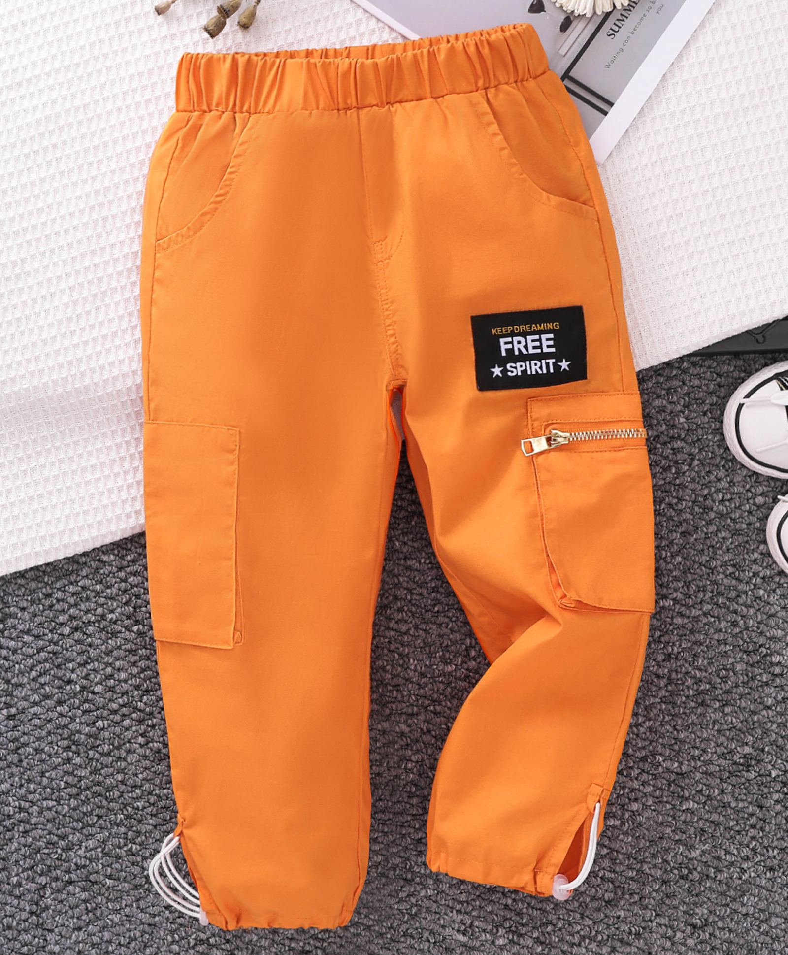 Mark & Mia Cotton Full Length Solid Colour Trouser with Patch - Orange-picture-35