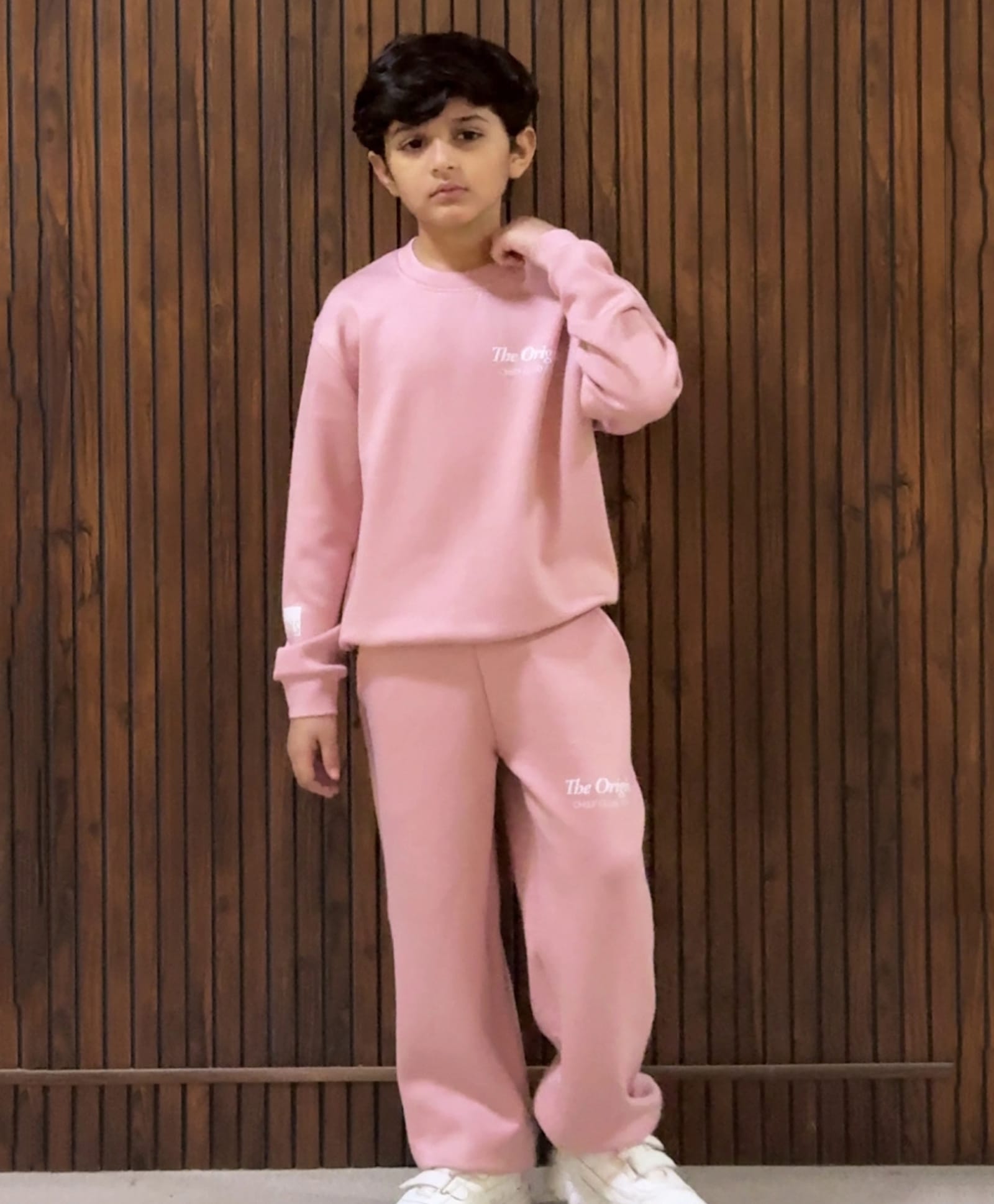 Nap Chief Knit Full Sleeves The Originals Text Printed Winter Sweatshirt With Joggers Set - Pink-picture-15