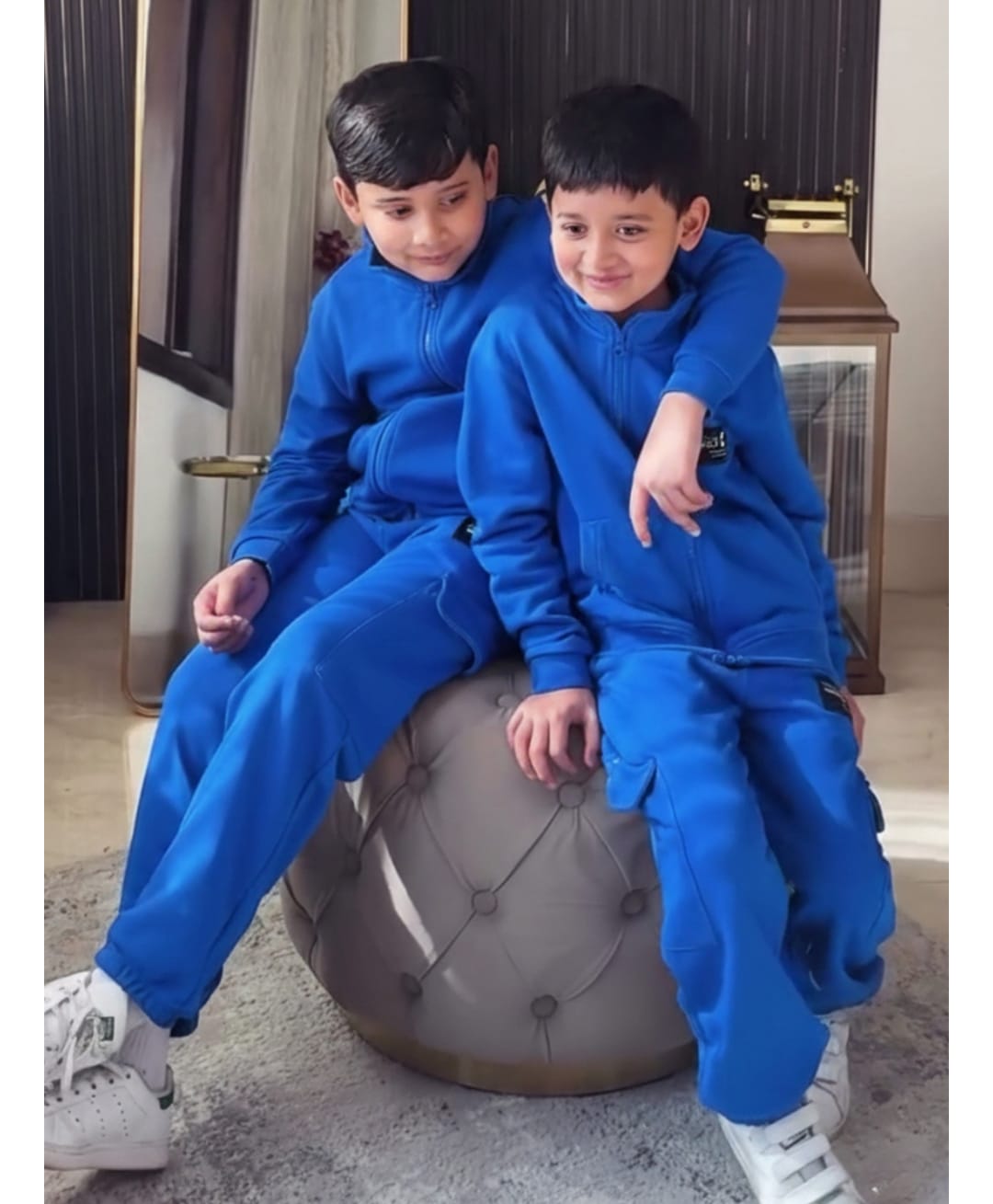 Nap Chief Cotton Blend Knit Full Sleeves Chief Club Original Text Printed Winter Sweatshirt With Cargo Joggers Set - Royal Blue-picture-25